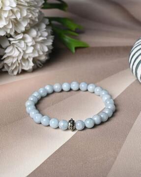 aquamarine beaded stretch bracelet