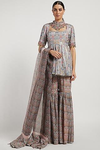 aquamarine printed gharara set