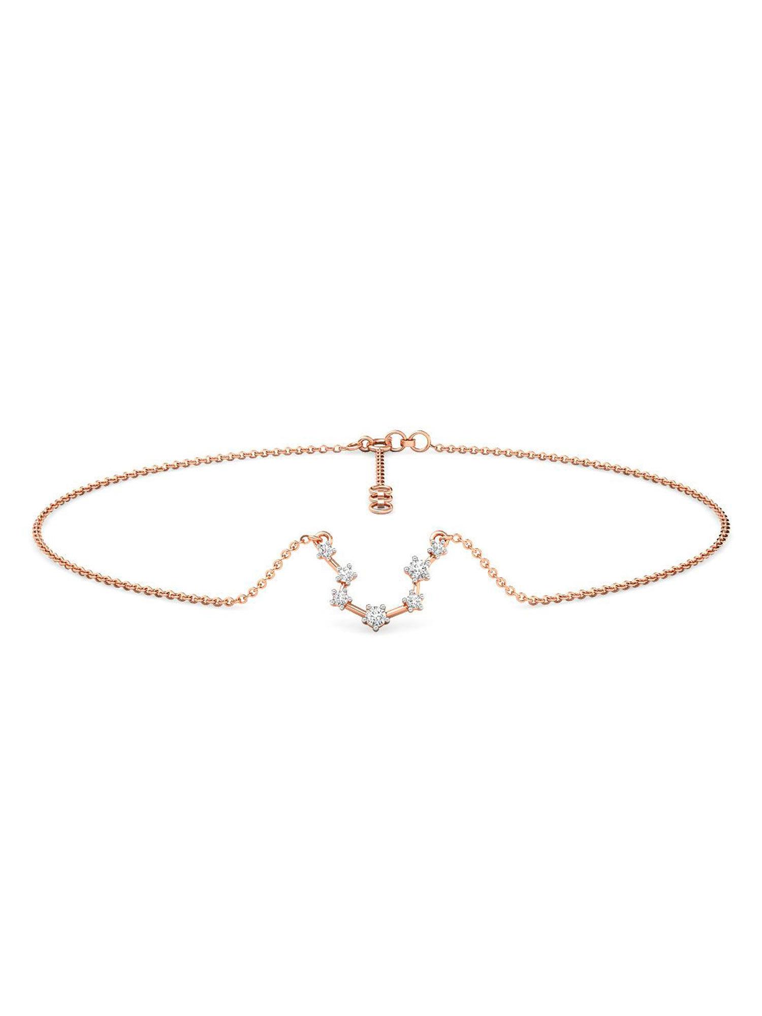 aquarius 14k rose gold and diamond anklet for women