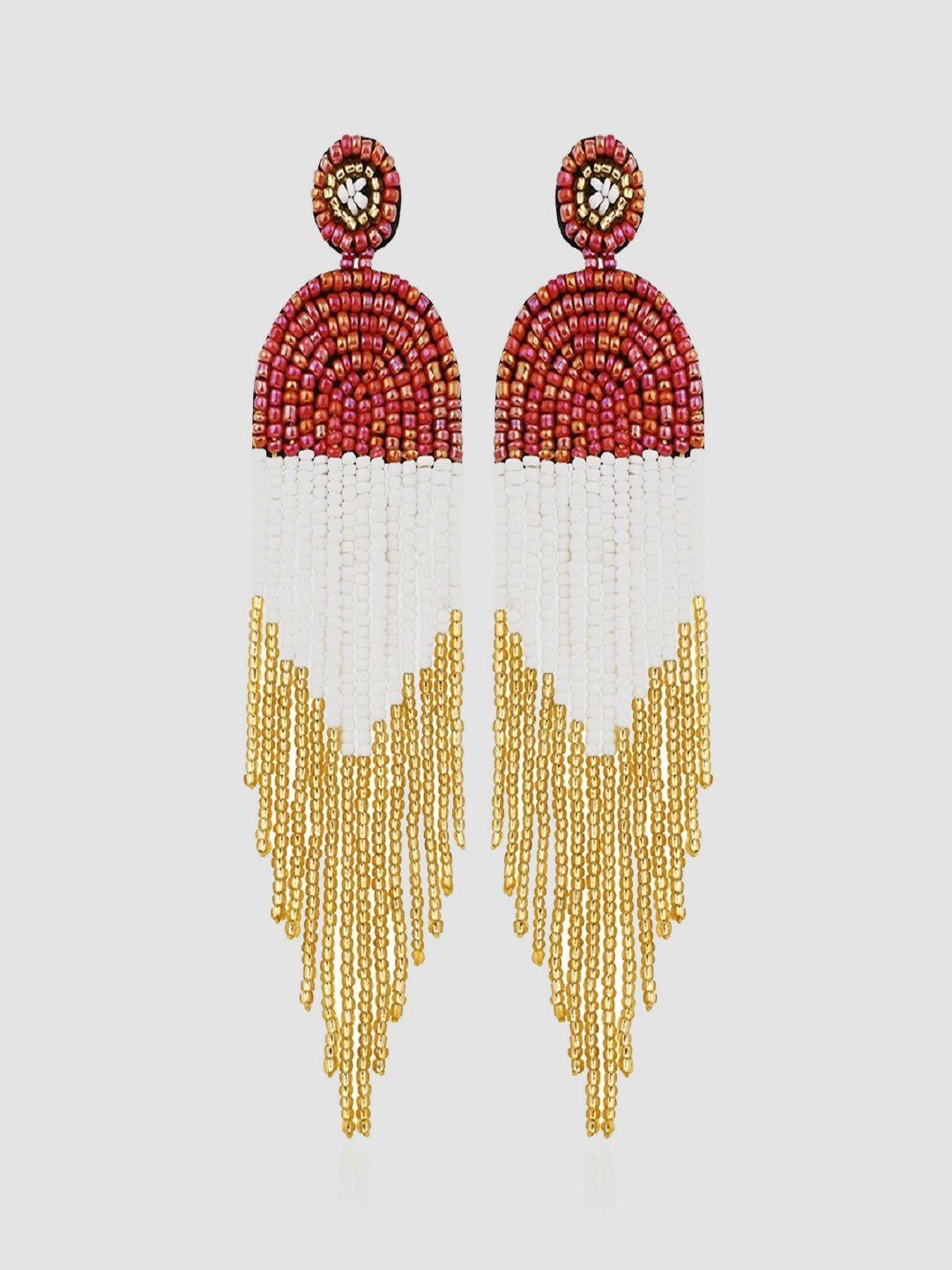 aquastreet artificial beads-beaded geometric drop earrings