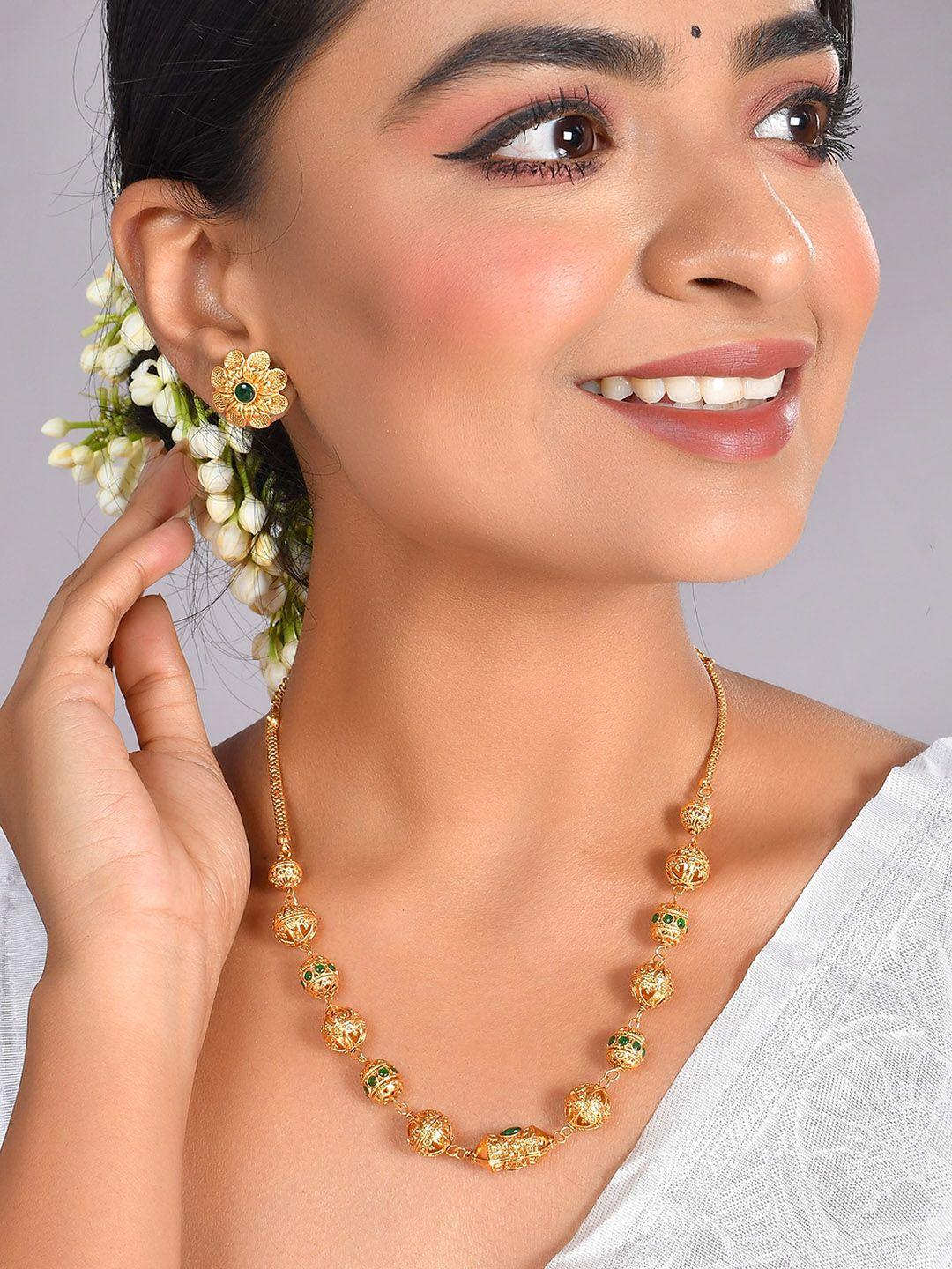 aquastreet gold-plated stone beaded ethnic jewellery set