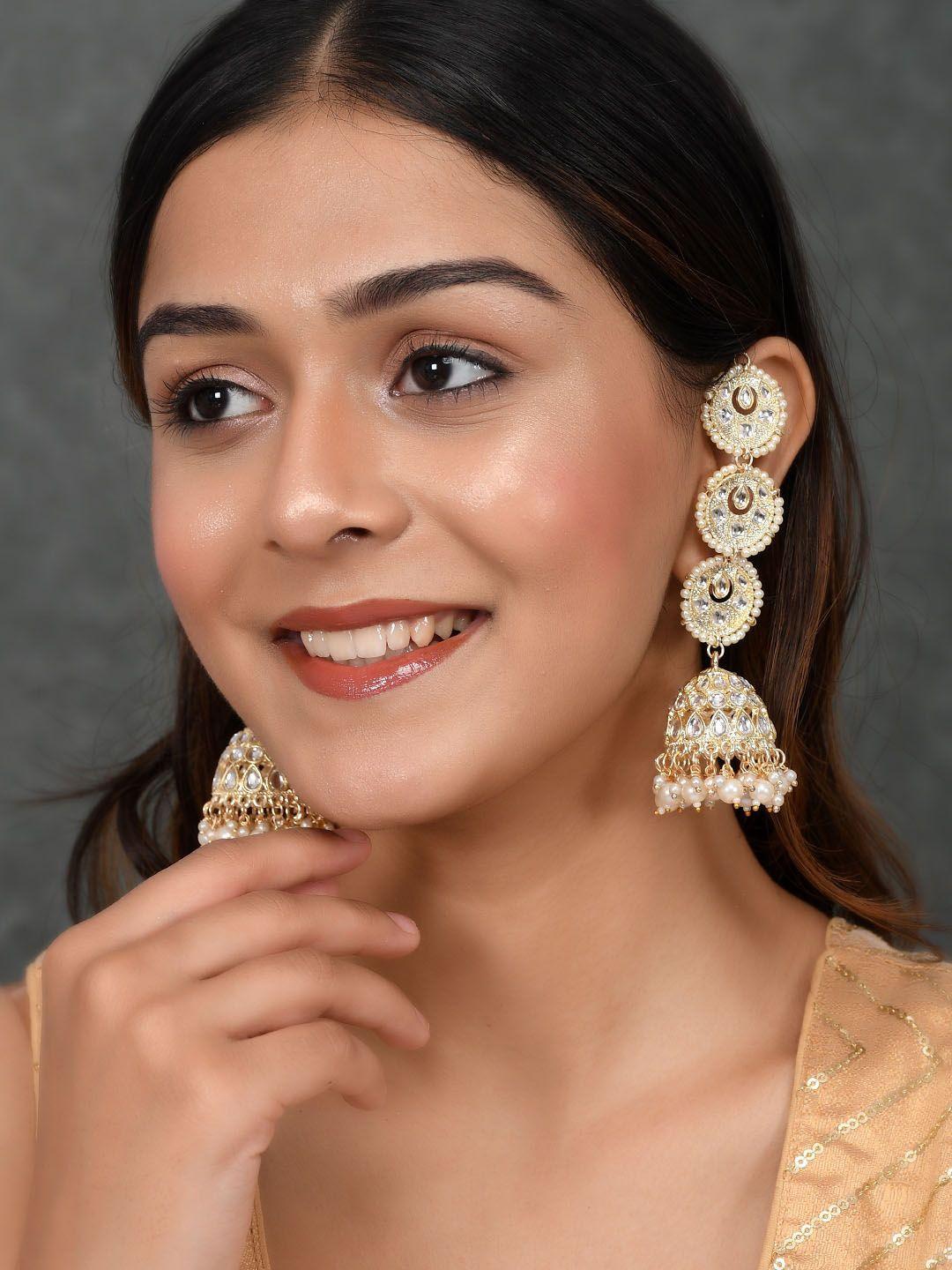 aquastreet jewels gold plated circular jhumkas earrings