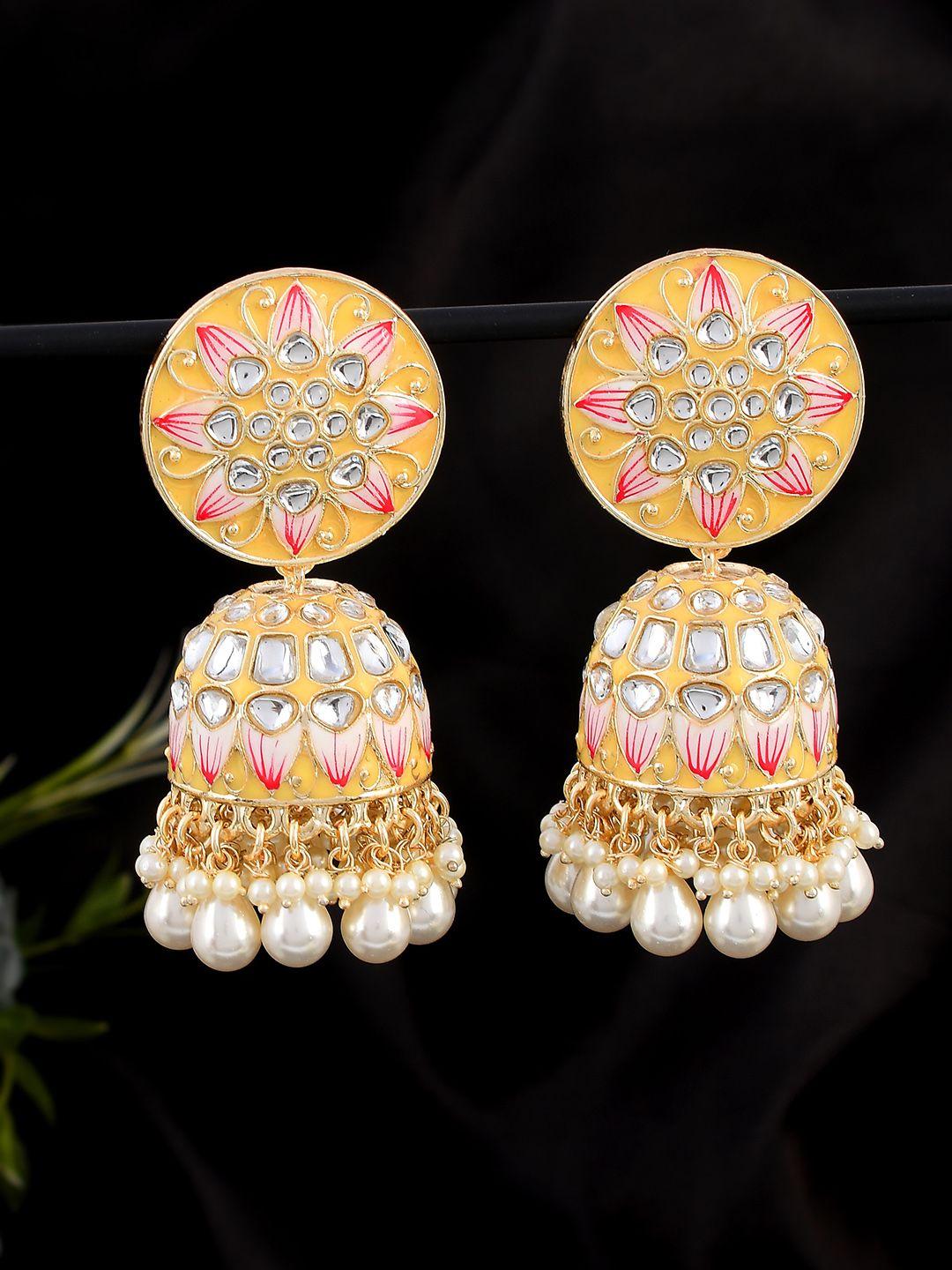 aquastreet jewels gold plated dome shaped jhumkas earrings