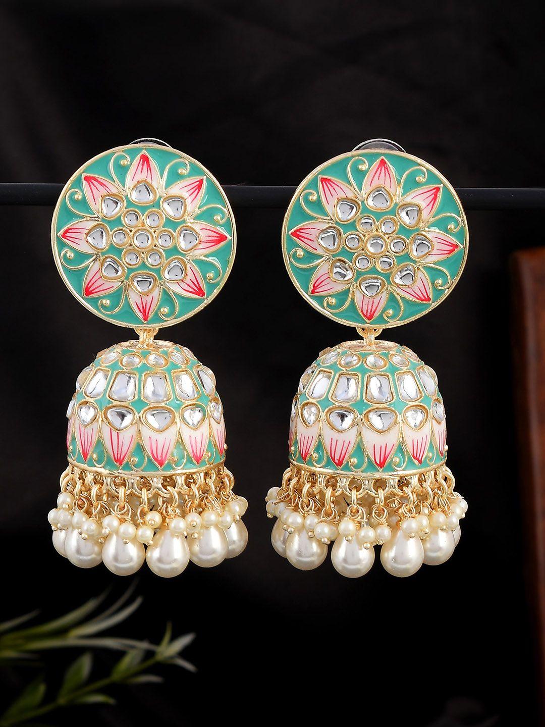 aquastreet jewels gold plated floral jhumkas earrings