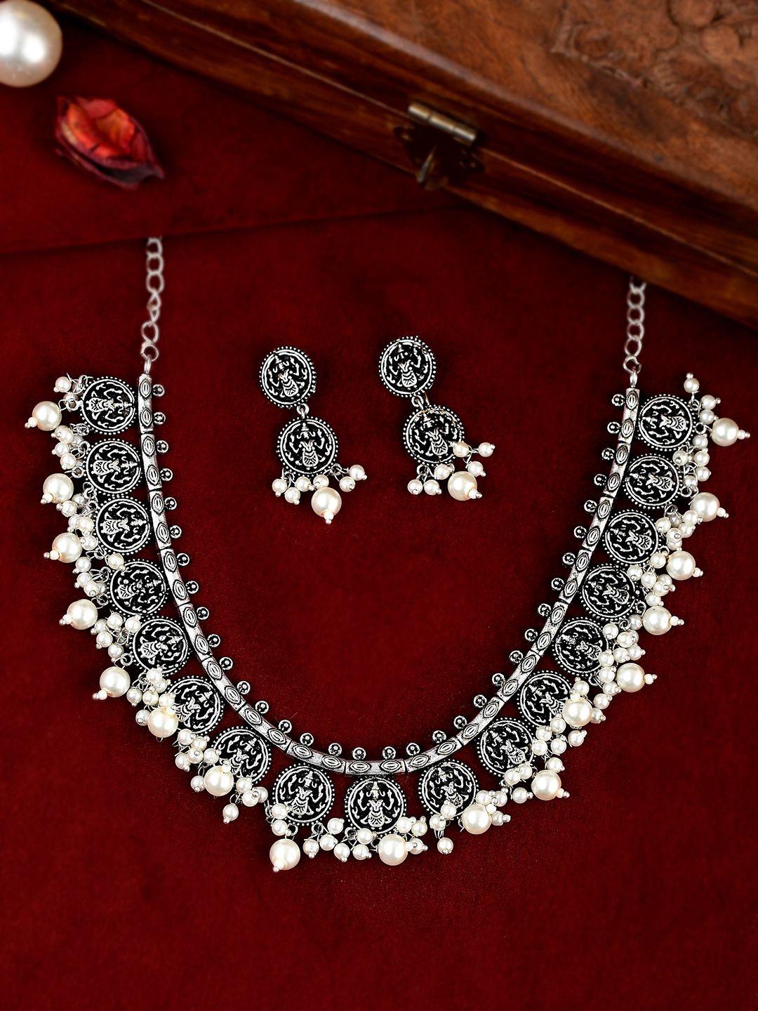 aquastreet jewels oxidized silver-plated beaded  necklace & earrings set