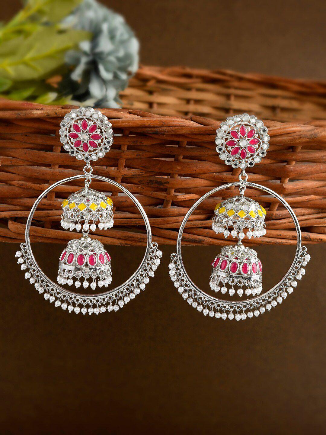 aquastreet jewels silver-plated dome shaped jhumkas earrings