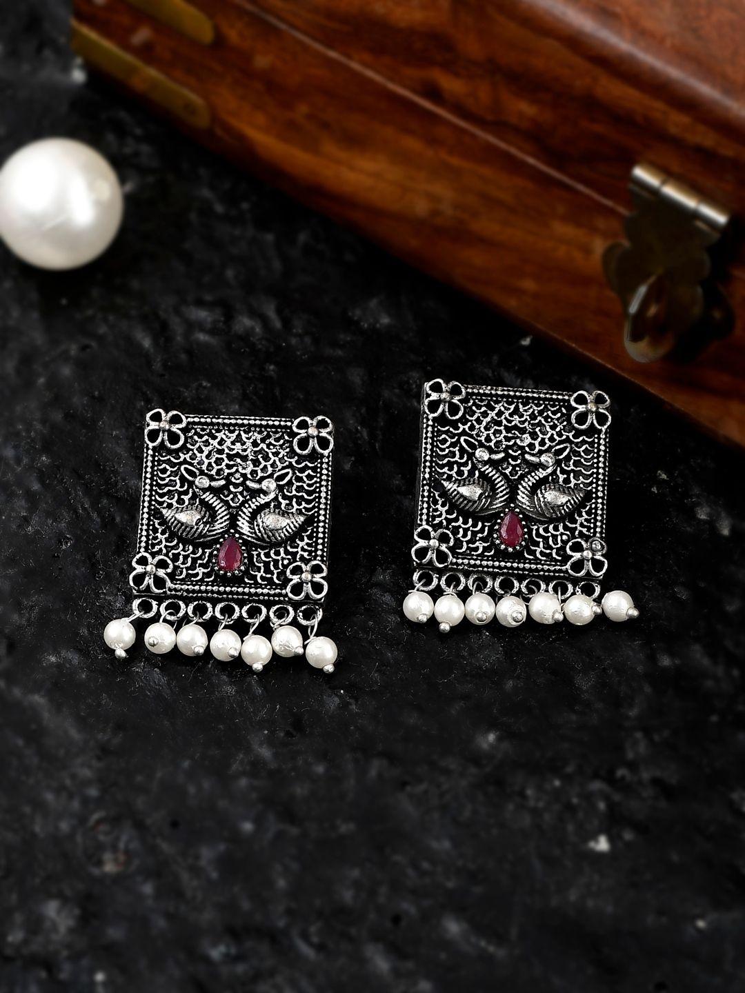 aquastreet jewels silver-plated peacock shapped drop earrings