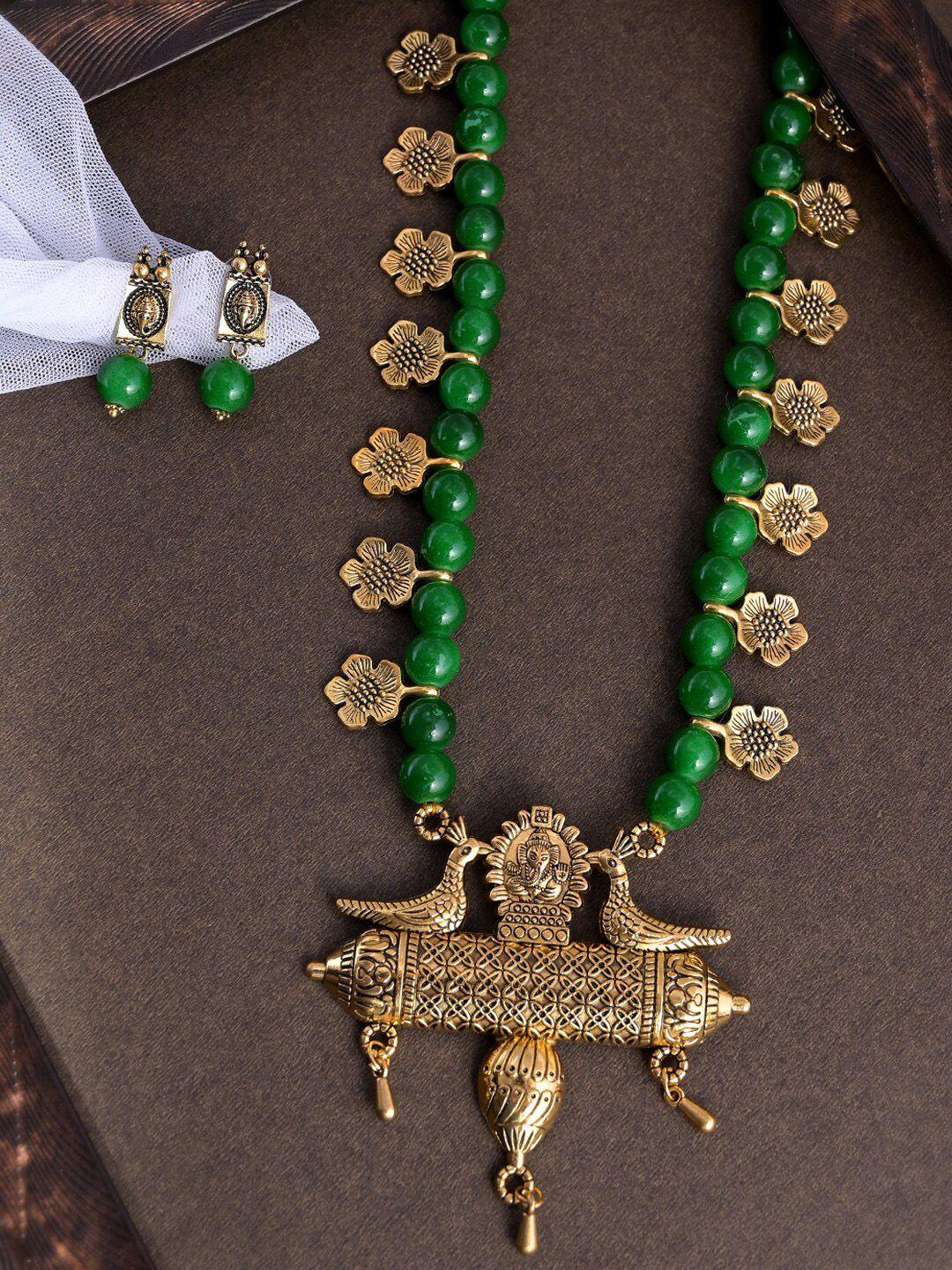 aquastreet jewels women green  gold-plated jewellery set