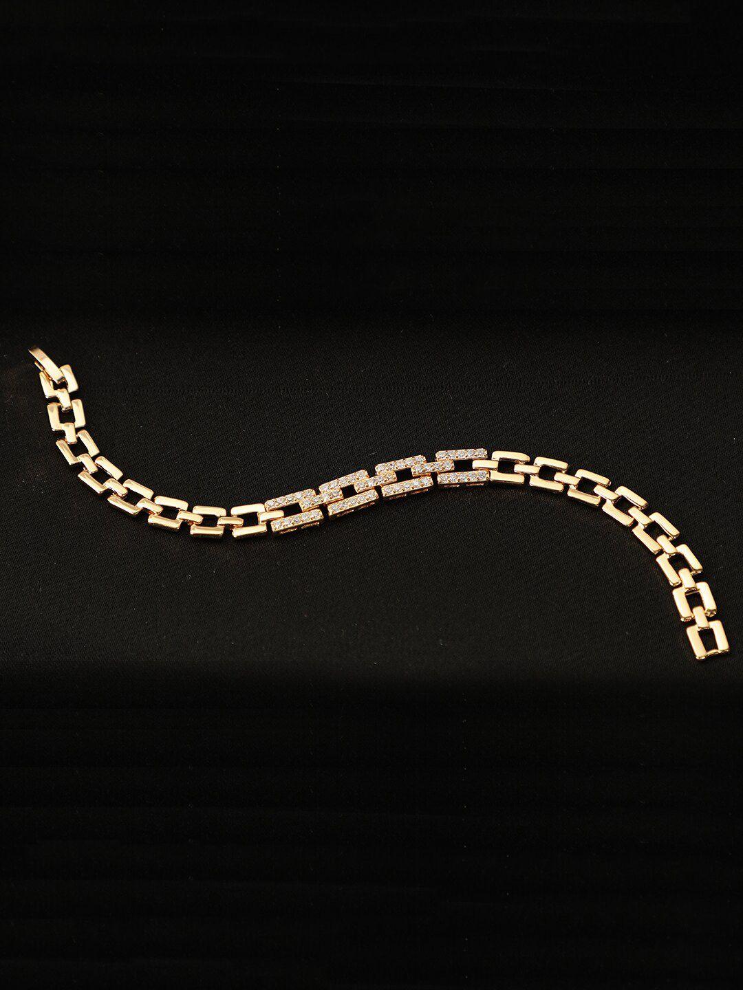 aquastreet men gold-toned alloy 18k gold-plated link bracelet