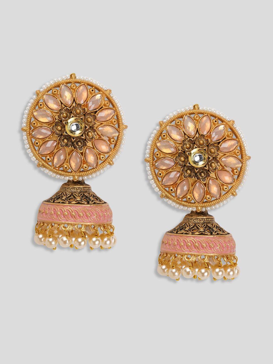 aquastreet pink circular jhumkas earrings