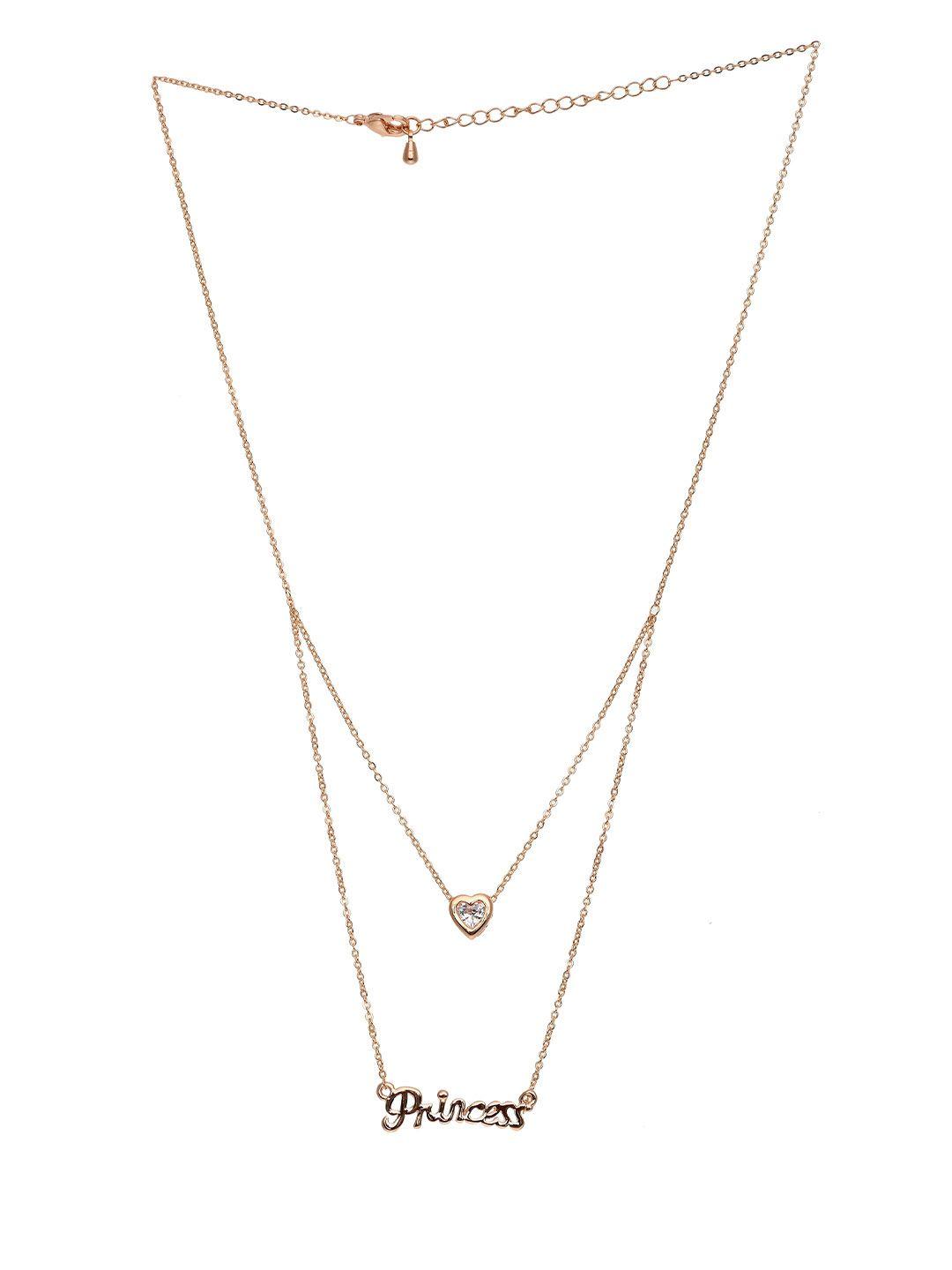 aquastreet rose gold-plated cubic zirconia studded layered necklace