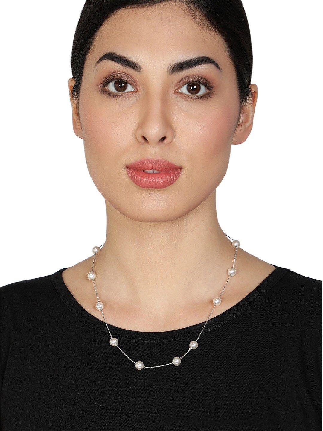 aquastreet silver-plated & white pearl minimal necklace