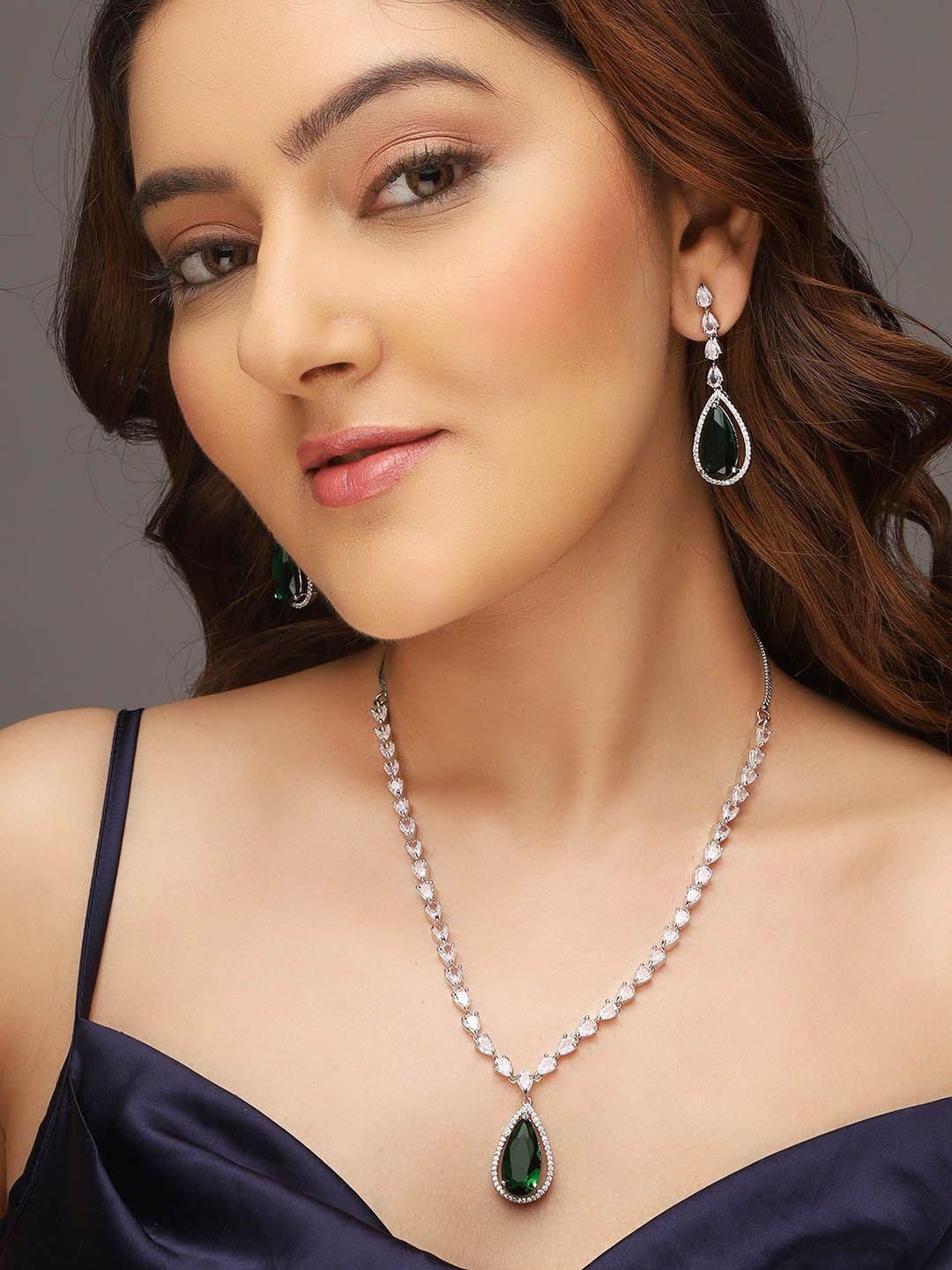 aquastreet silver-plated ad-studded necklace & earrings
