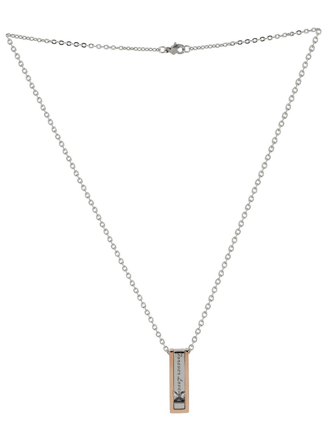 aquastreet silver-plated cubic zirconia studded  chain & pendant