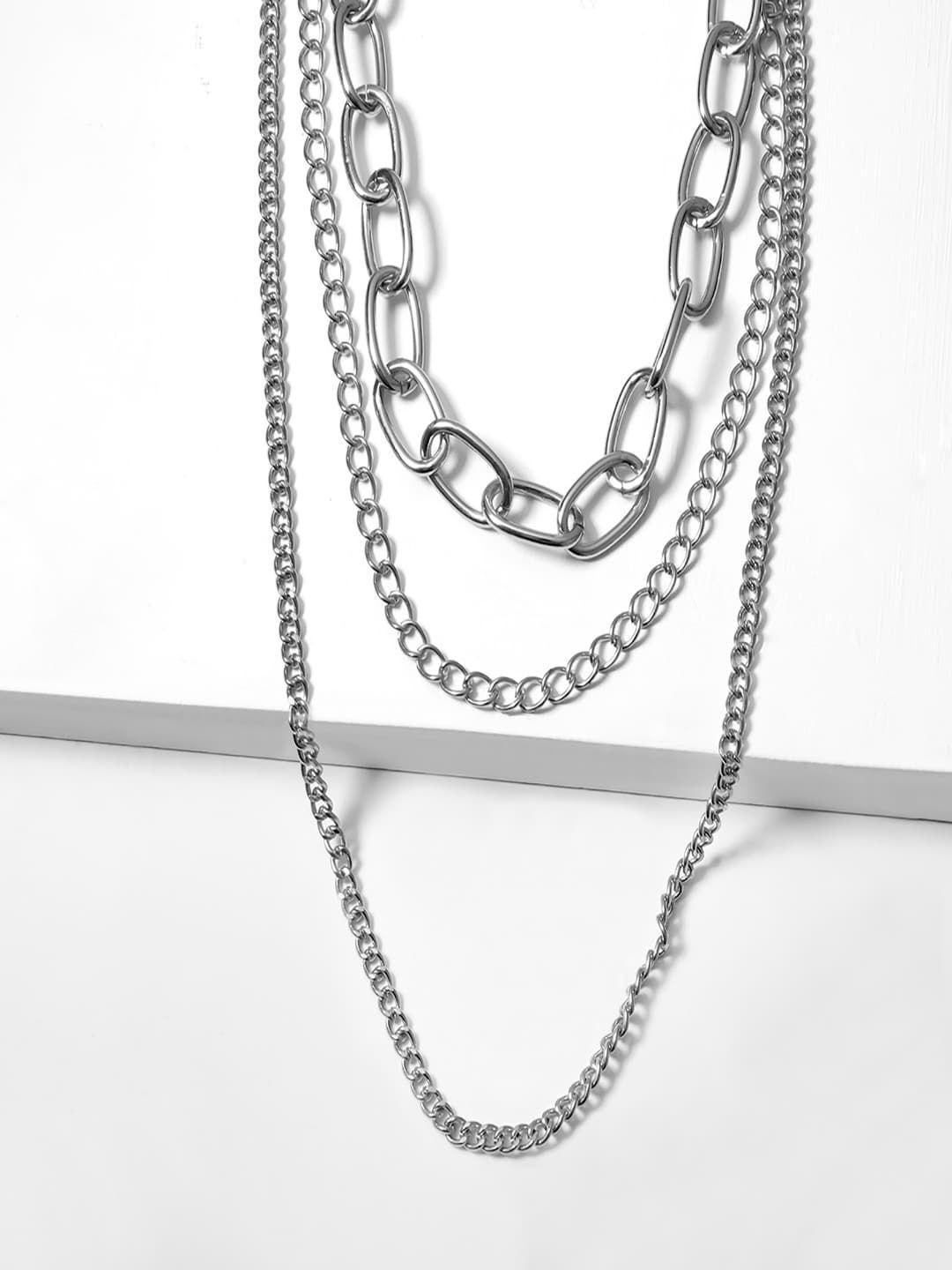 aquastreet silver-plated layered link chain