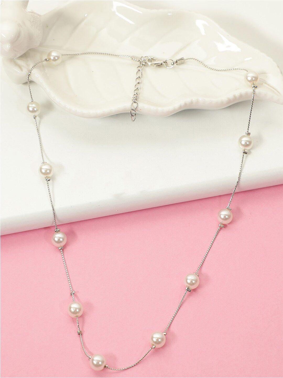 aquastreet silver-plated pearl beaded necklace