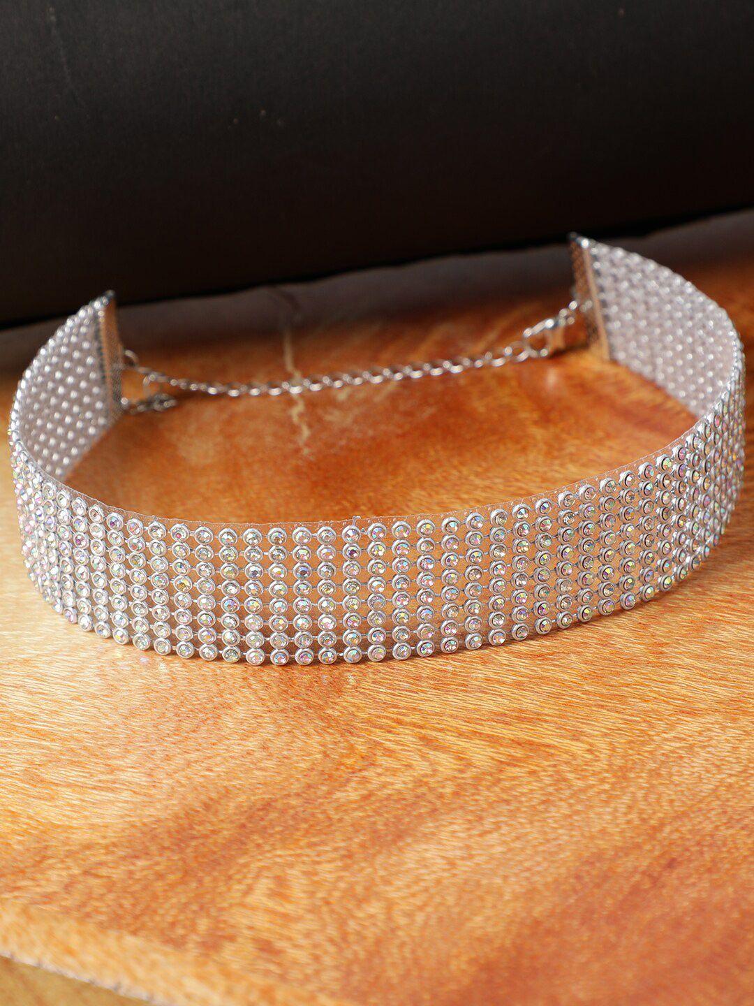 aquastreet silver-toned silver-plated choker necklace