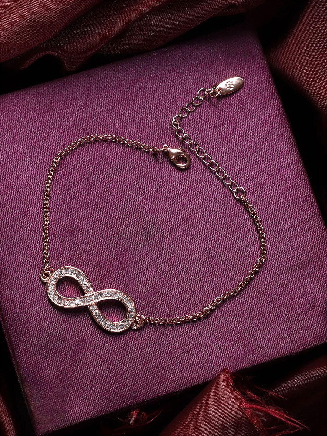 aquastreet women rose gold-toned infinity design charm bracelet