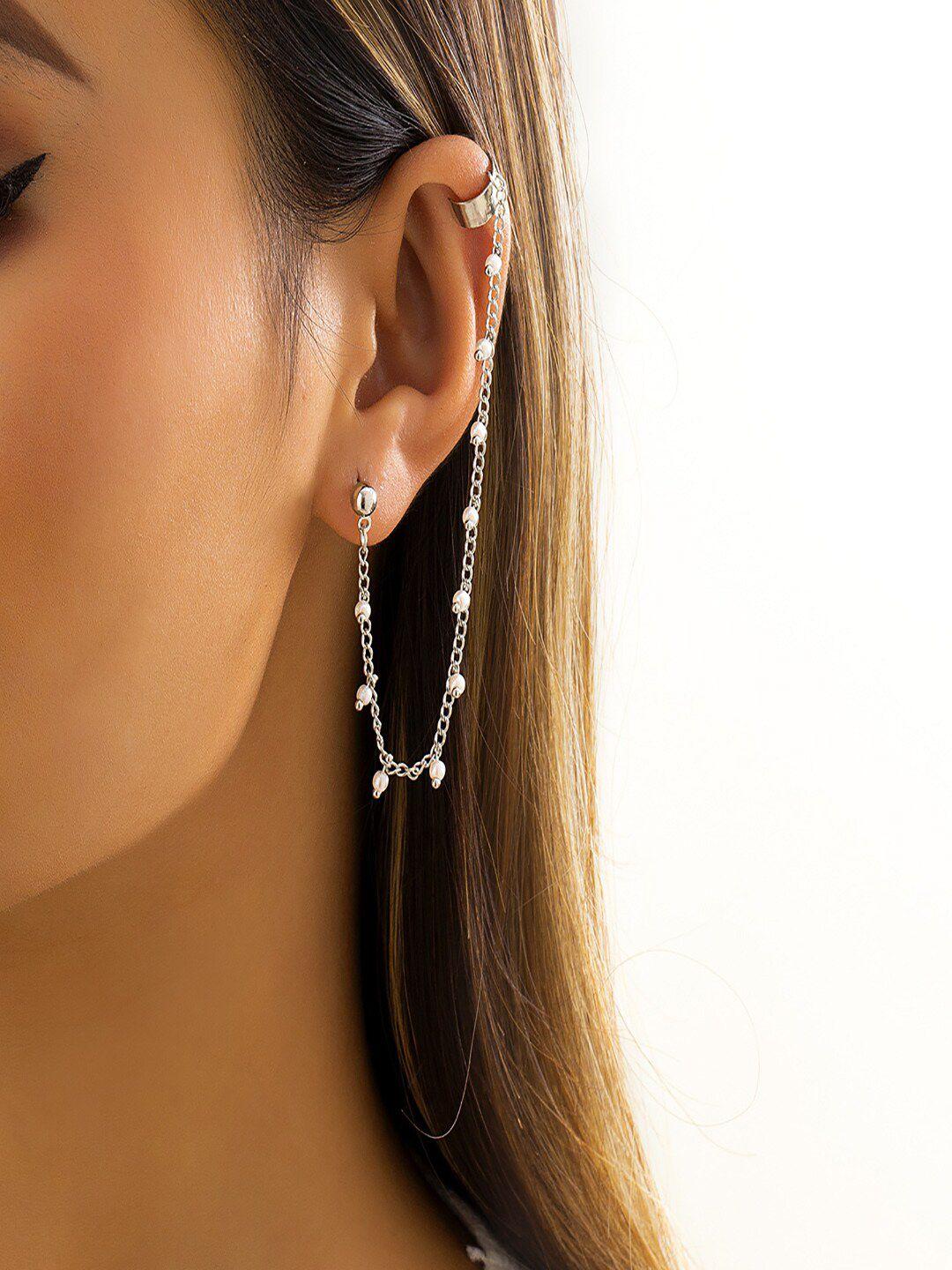 aquastreet women silver-toned contemporary drop earrings