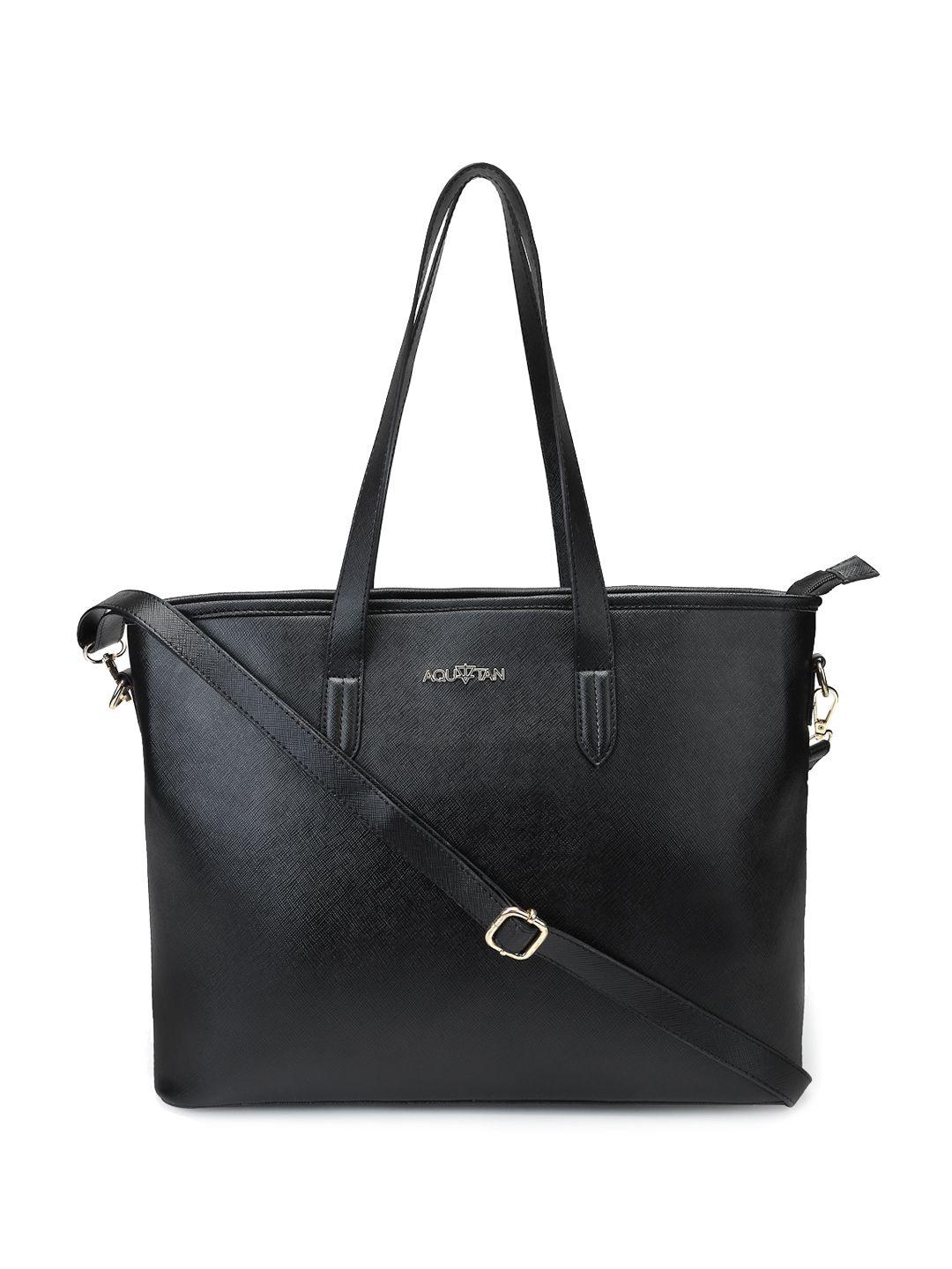 aquatan black pu tote bag