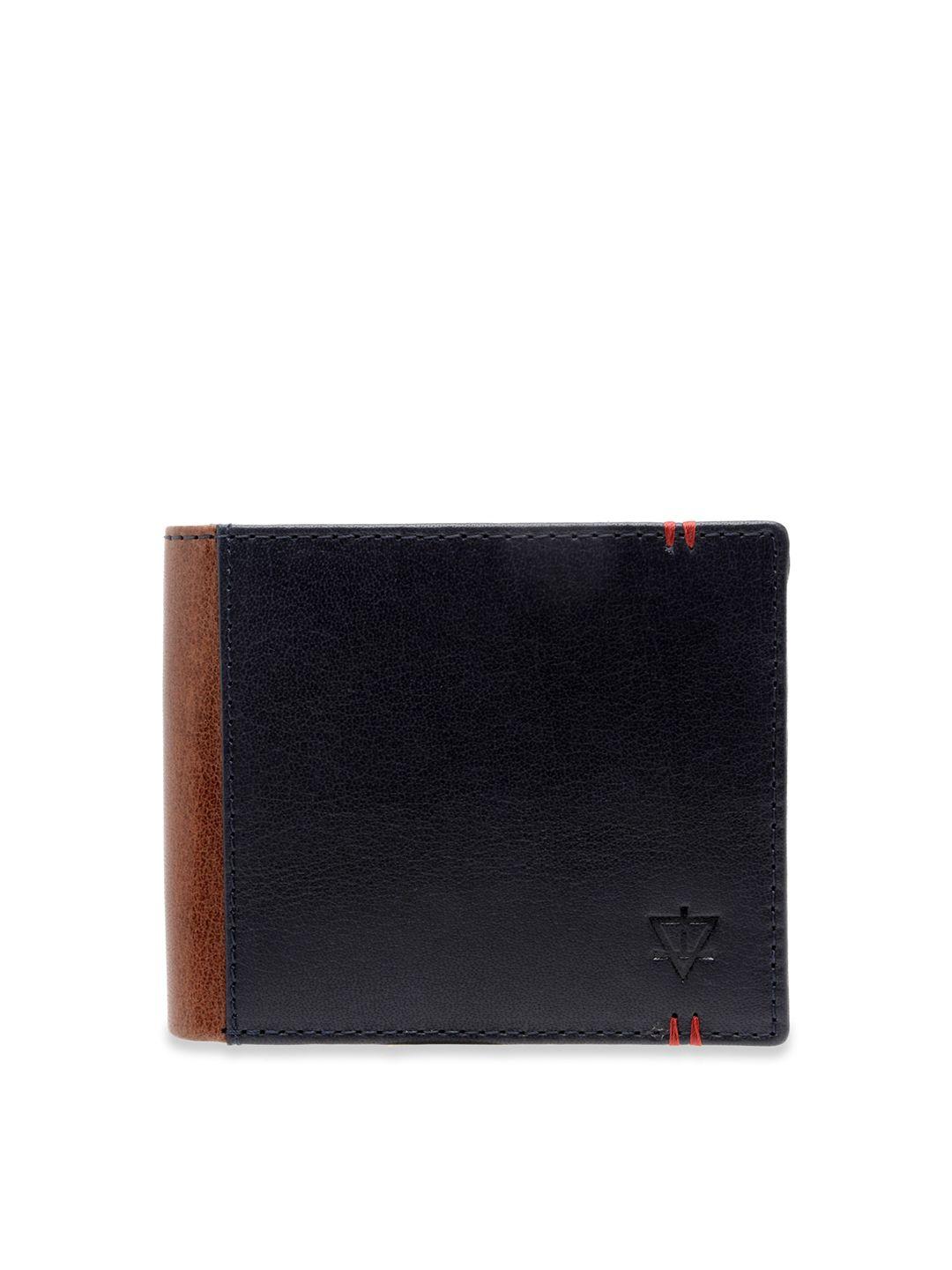 aquatan men colourblocked leather rfid two fold wallet