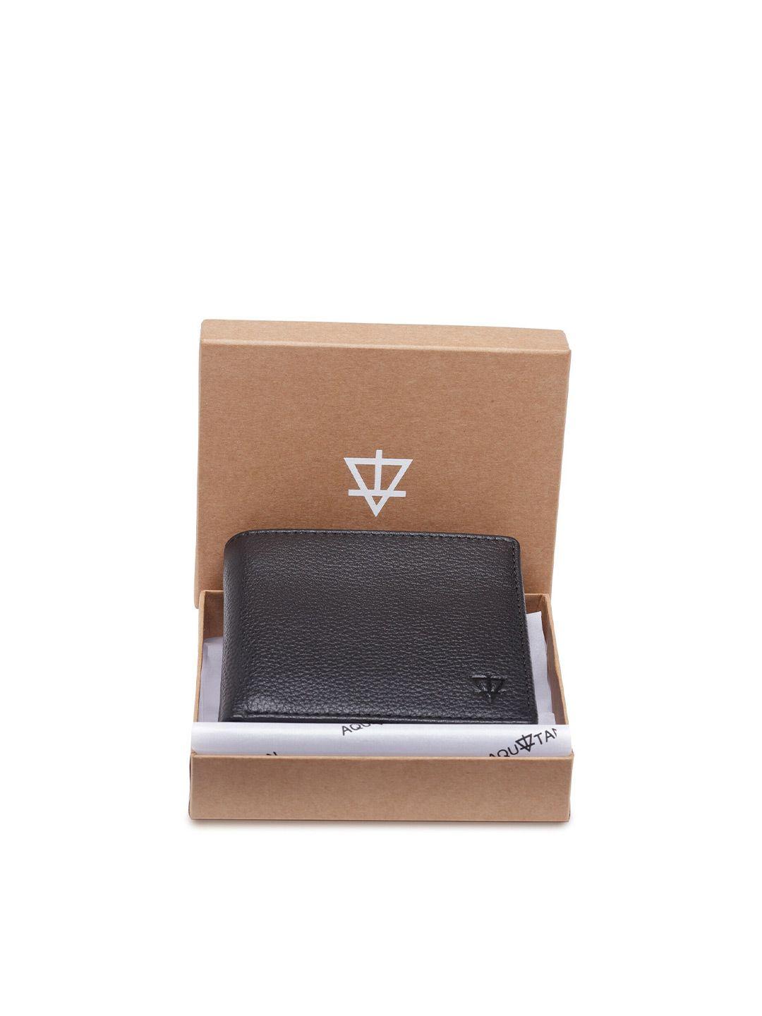 aquatan men textured brand logo pu two fold rfid wallet