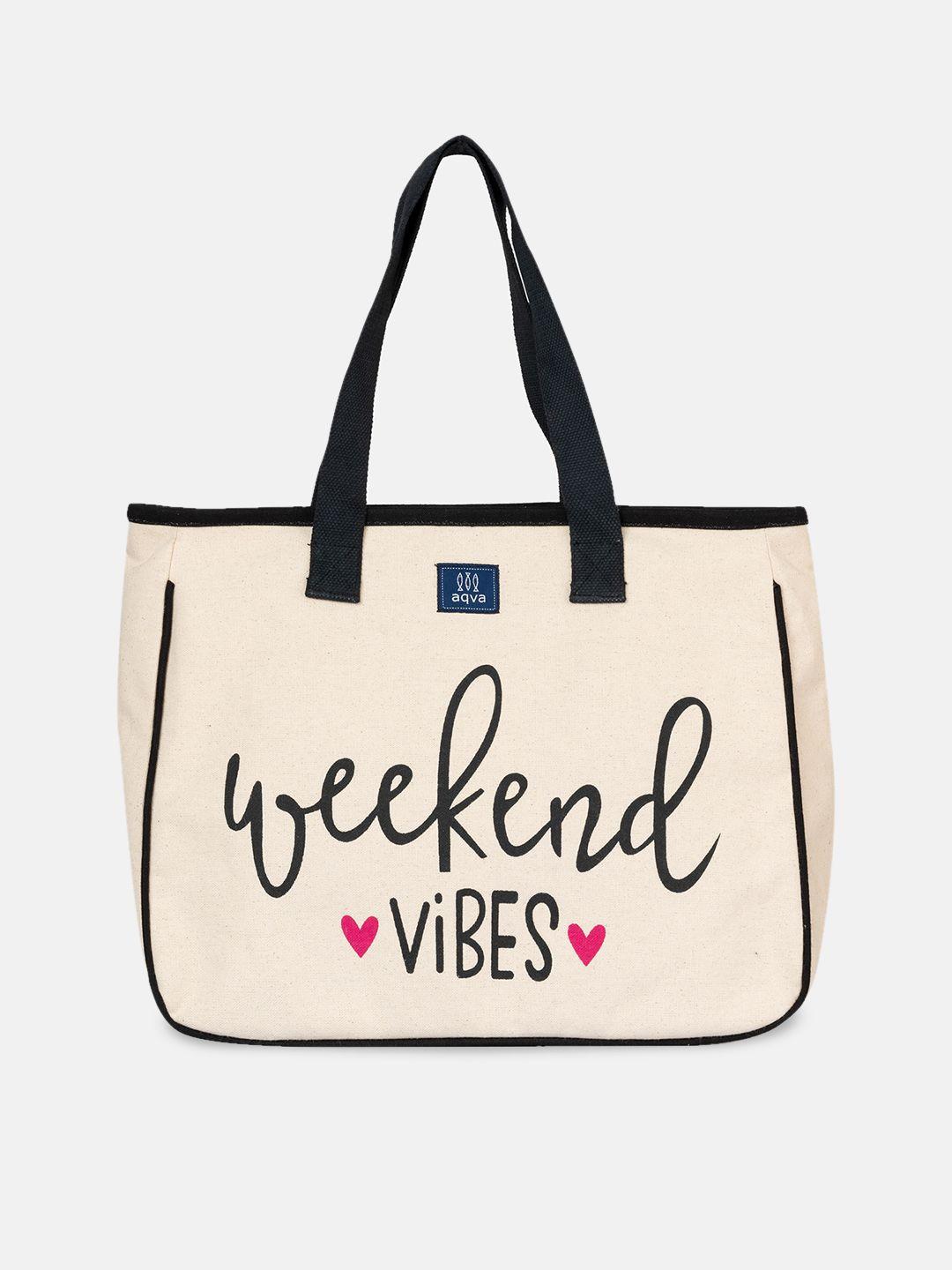 aqva typography printed oversized shopper tote bag