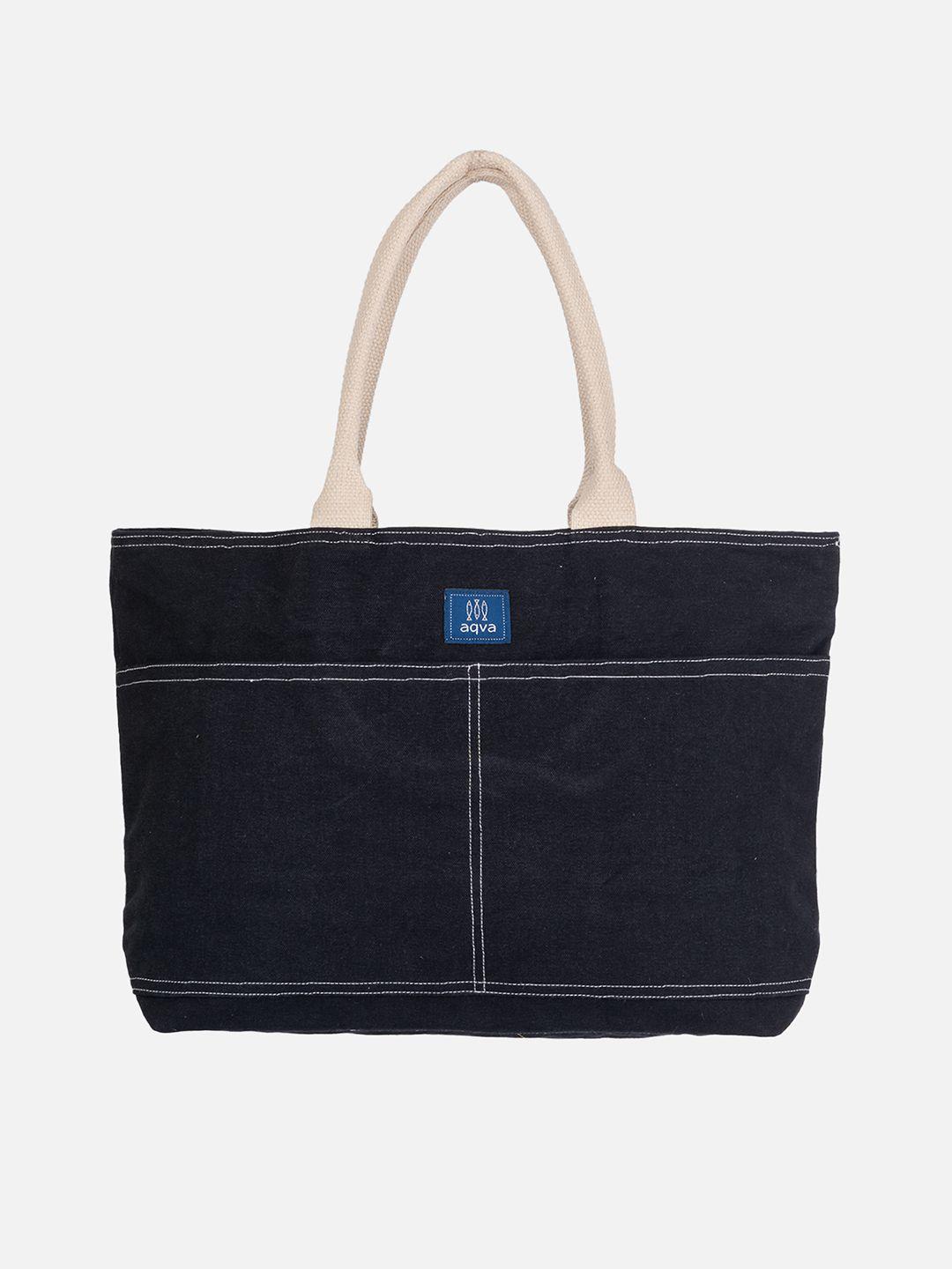 aqva black structured tote bag