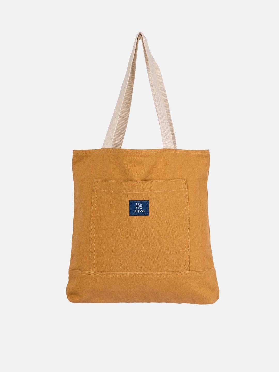 aqva brown shopper cotton canvas tote bag