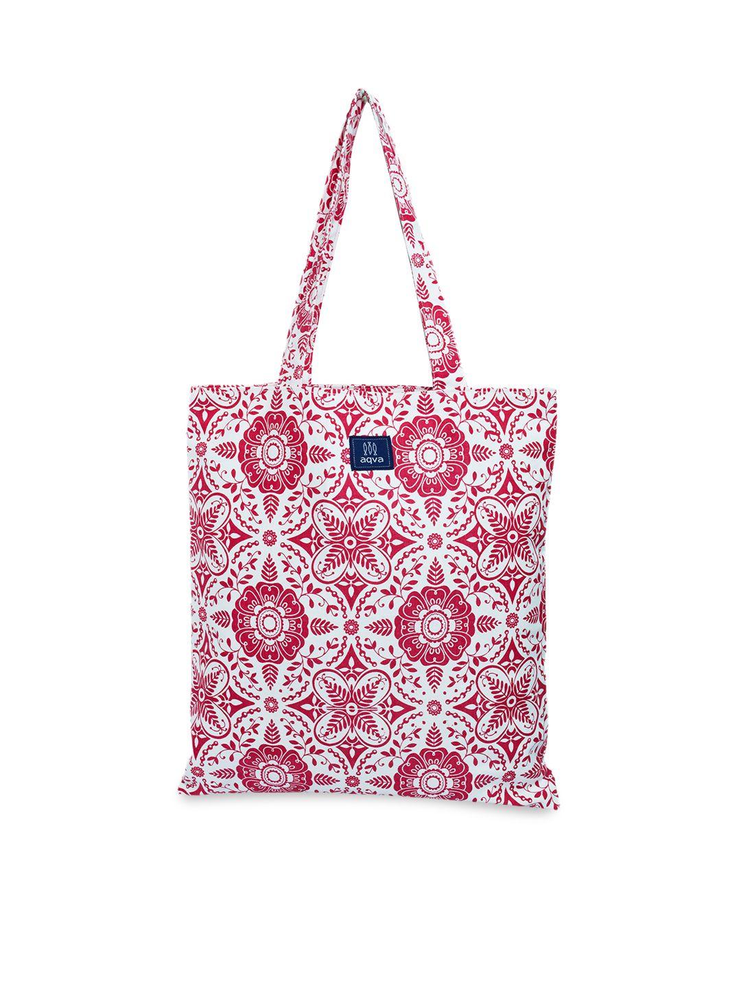 aqva fuchsia ethnic motifs cotton oversized shopper shoulder bag