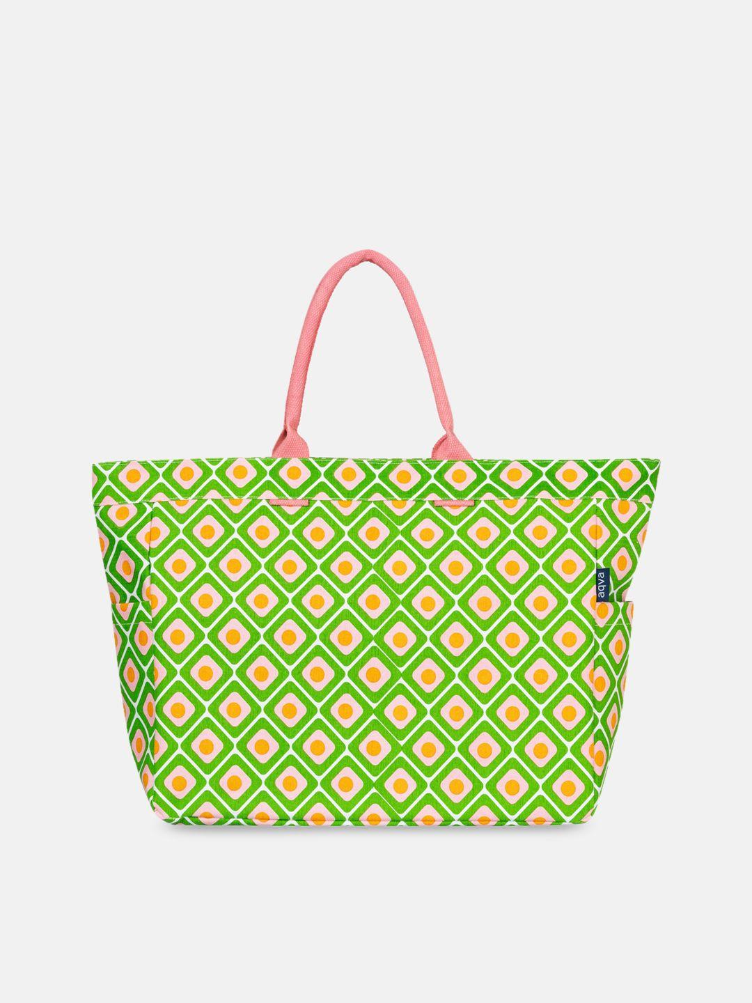 aqva geometric oversized canvas shopper tote bag