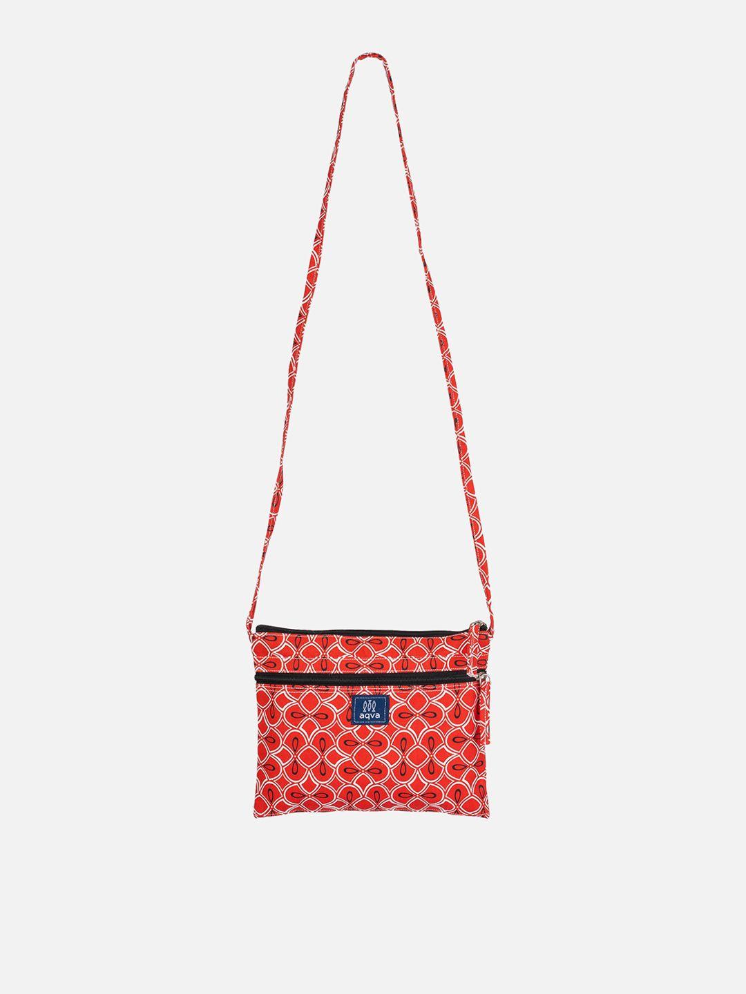 aqva geometric printed cotton sling bag handbags