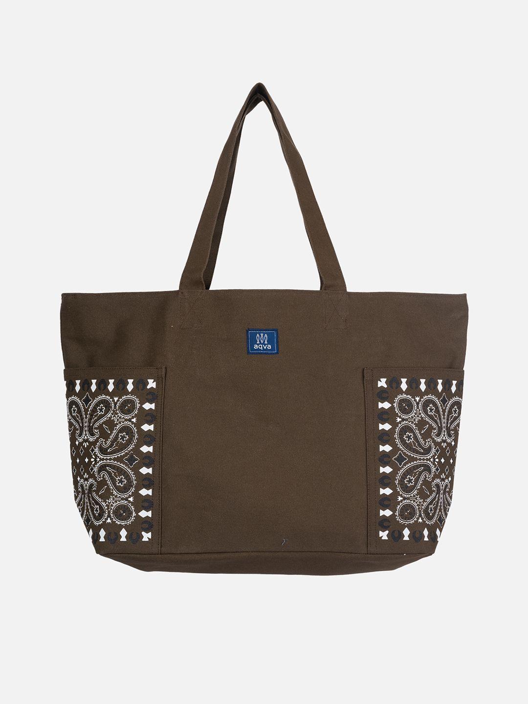 aqva grey oversized cotton shopper shoulder bag