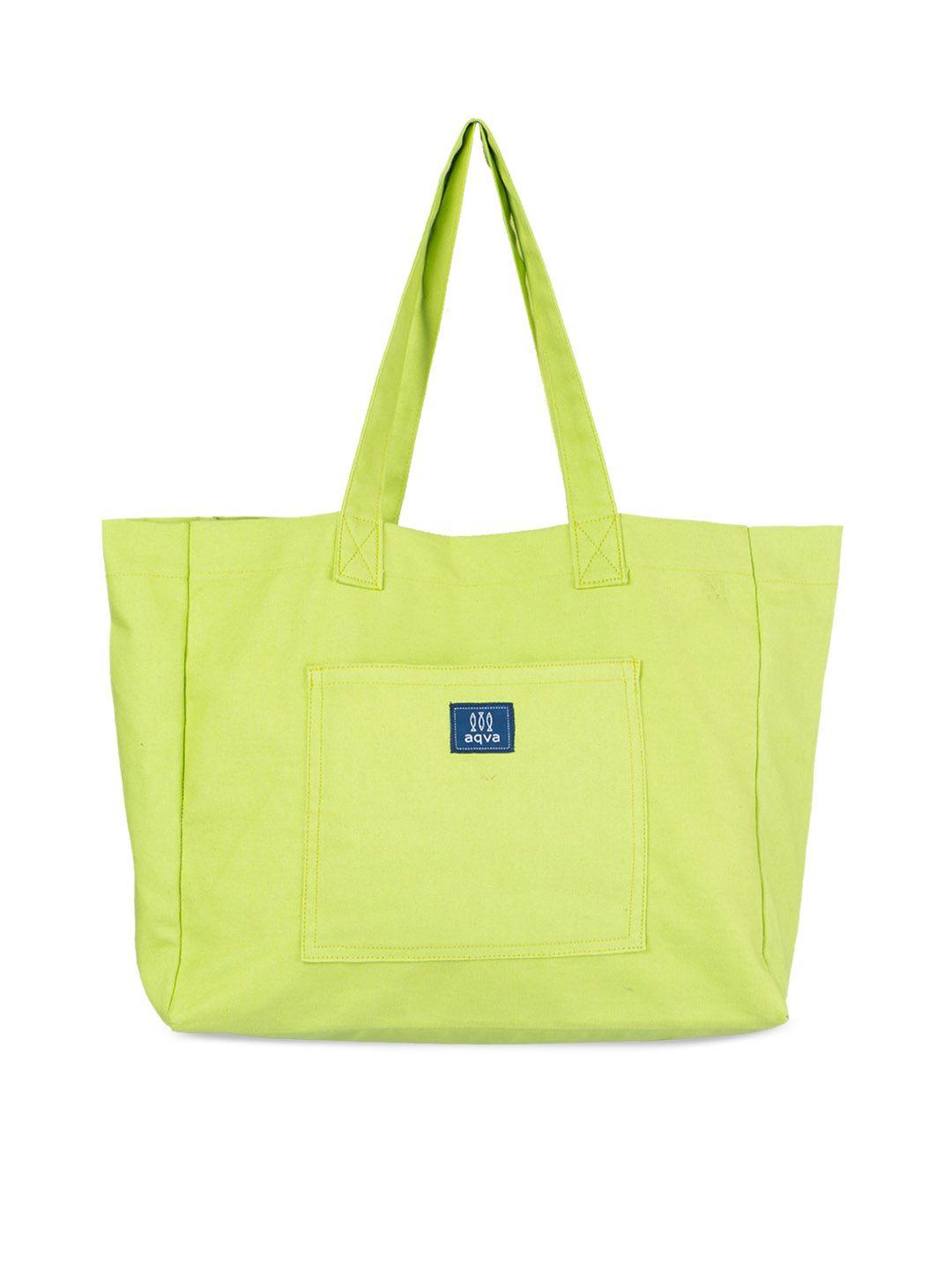 aqva lime green oversized cotton shopper shoulder bag