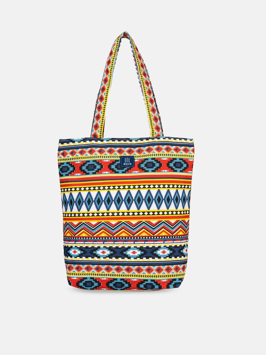 aqva multicoloured geometric shopper tote bag