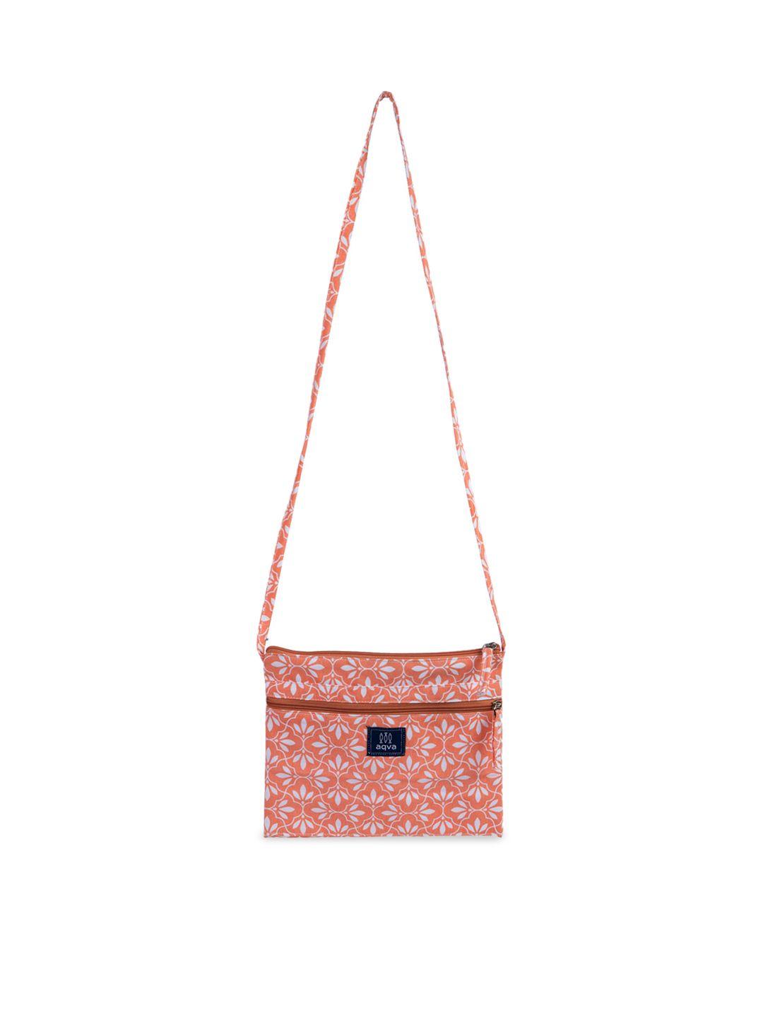 aqva orange structured cotton sling bag