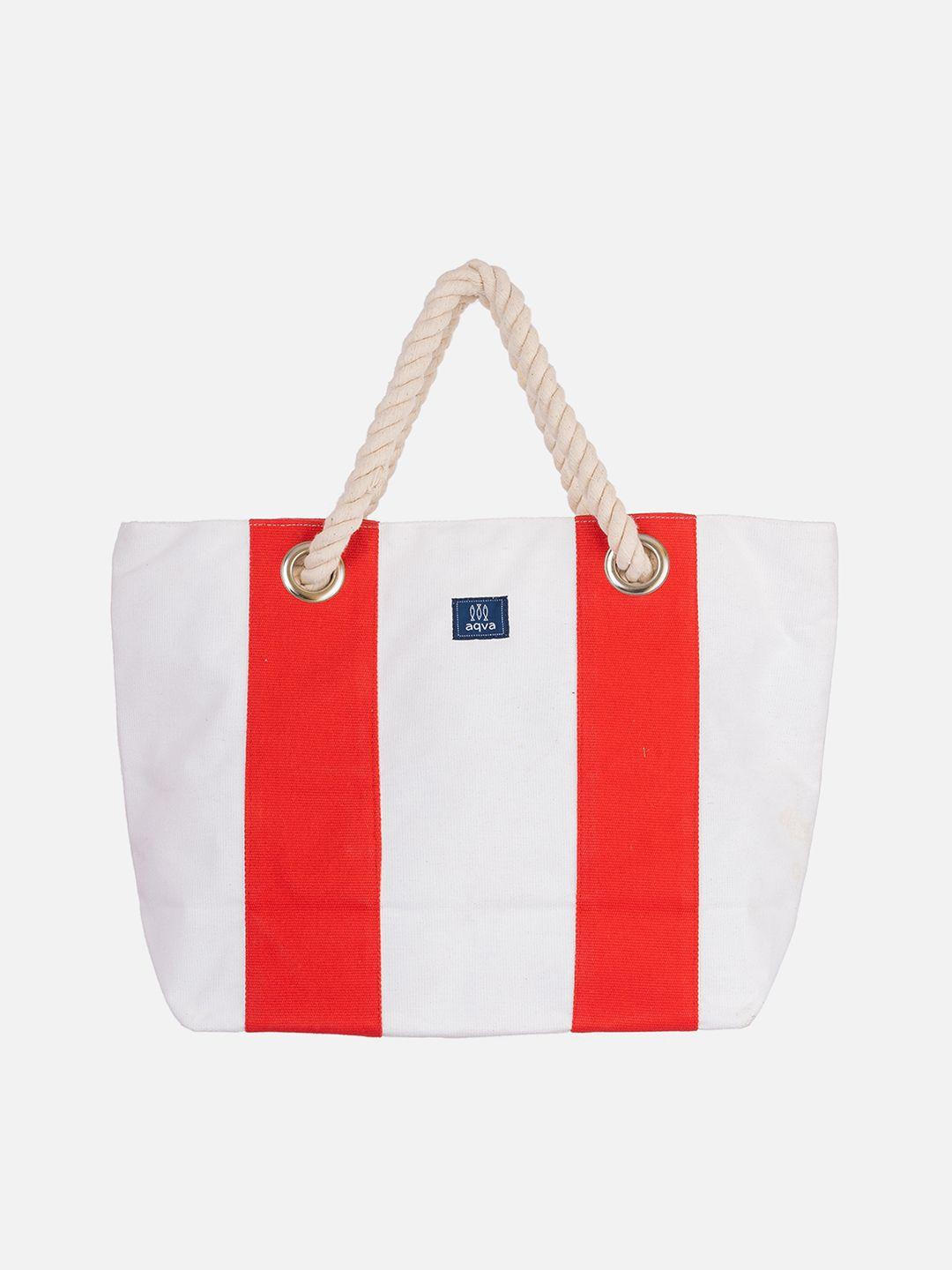 aqva red cotton colourblocked structured shoulder bag