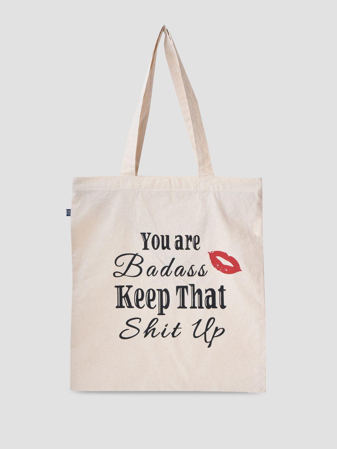 aqva typographic printed structured tote bag