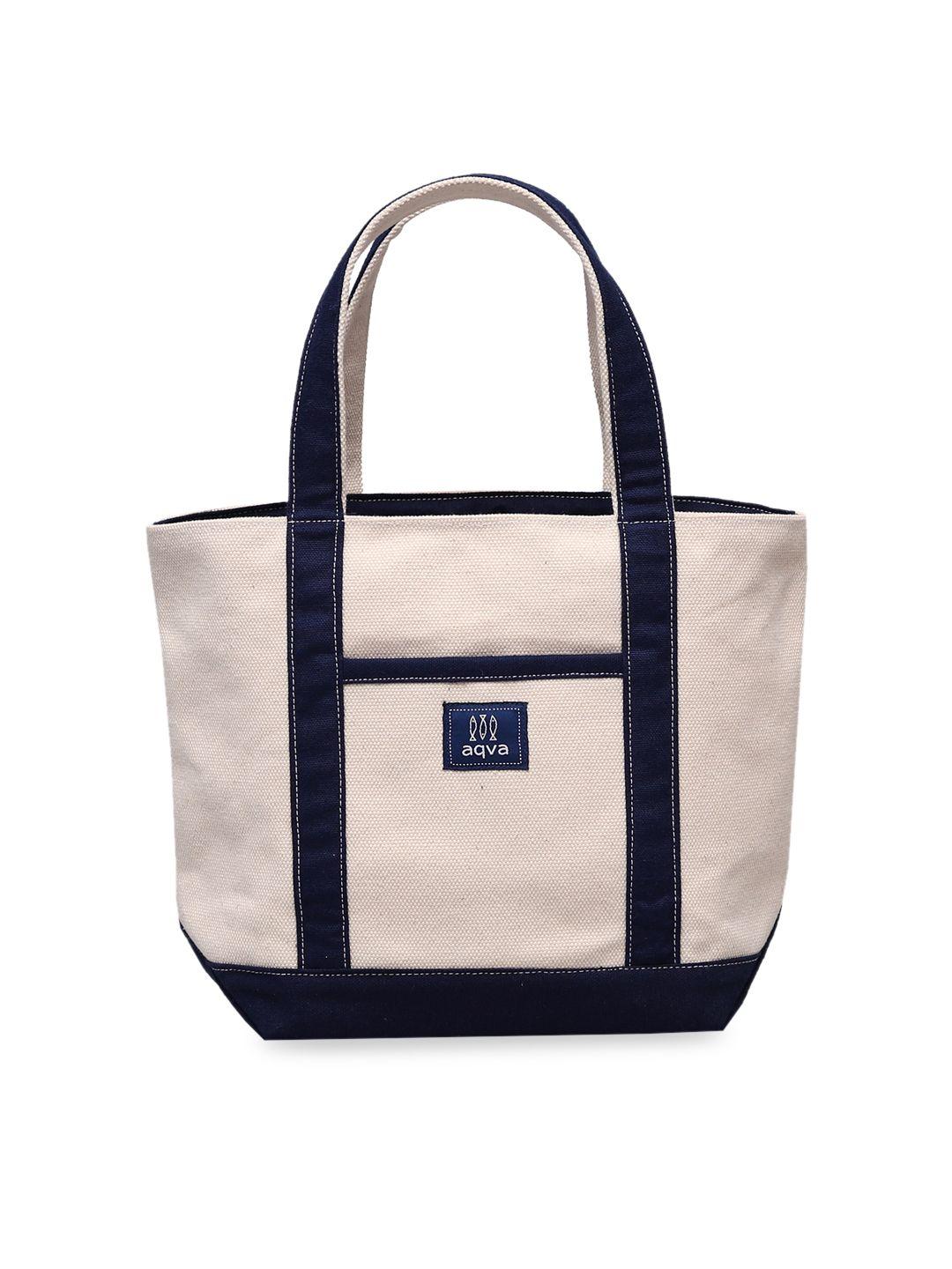 aqva white cotton canvas shopper tote bag