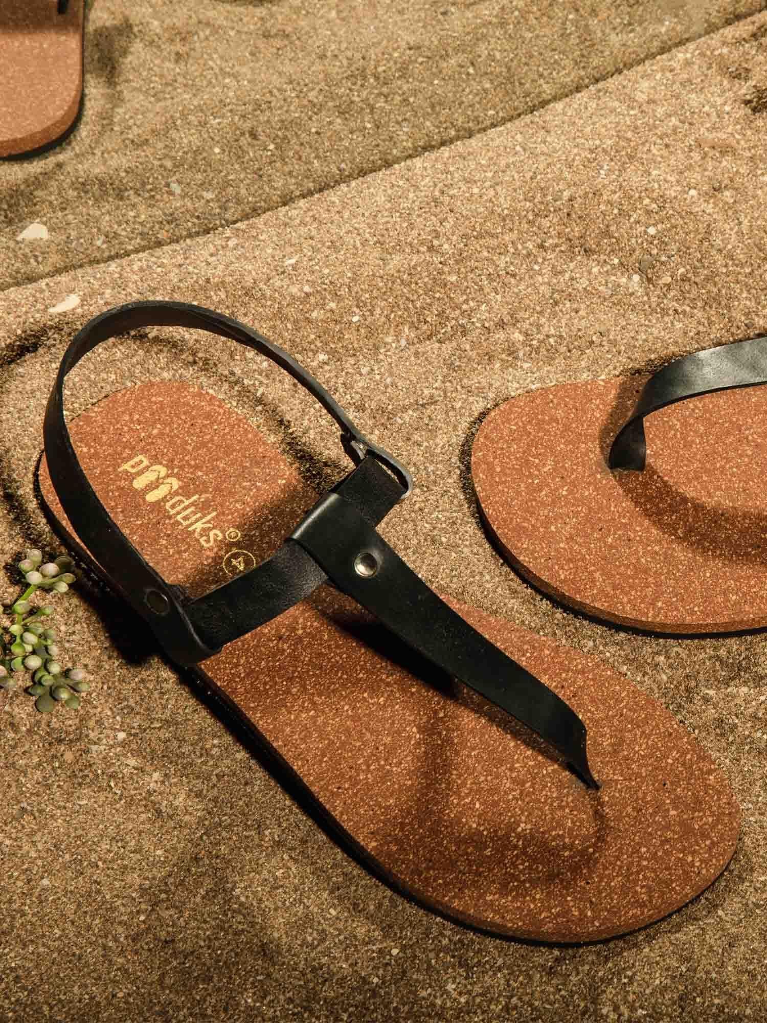 ara t-strap cork waterproof brown sandals