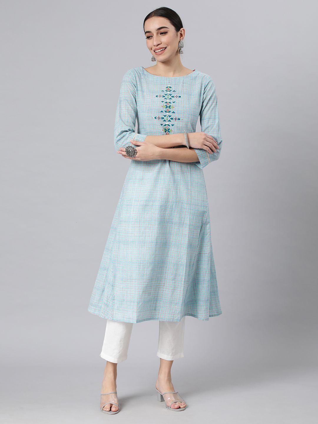 araaliya women ethnic motifs embroidered thread work kurta