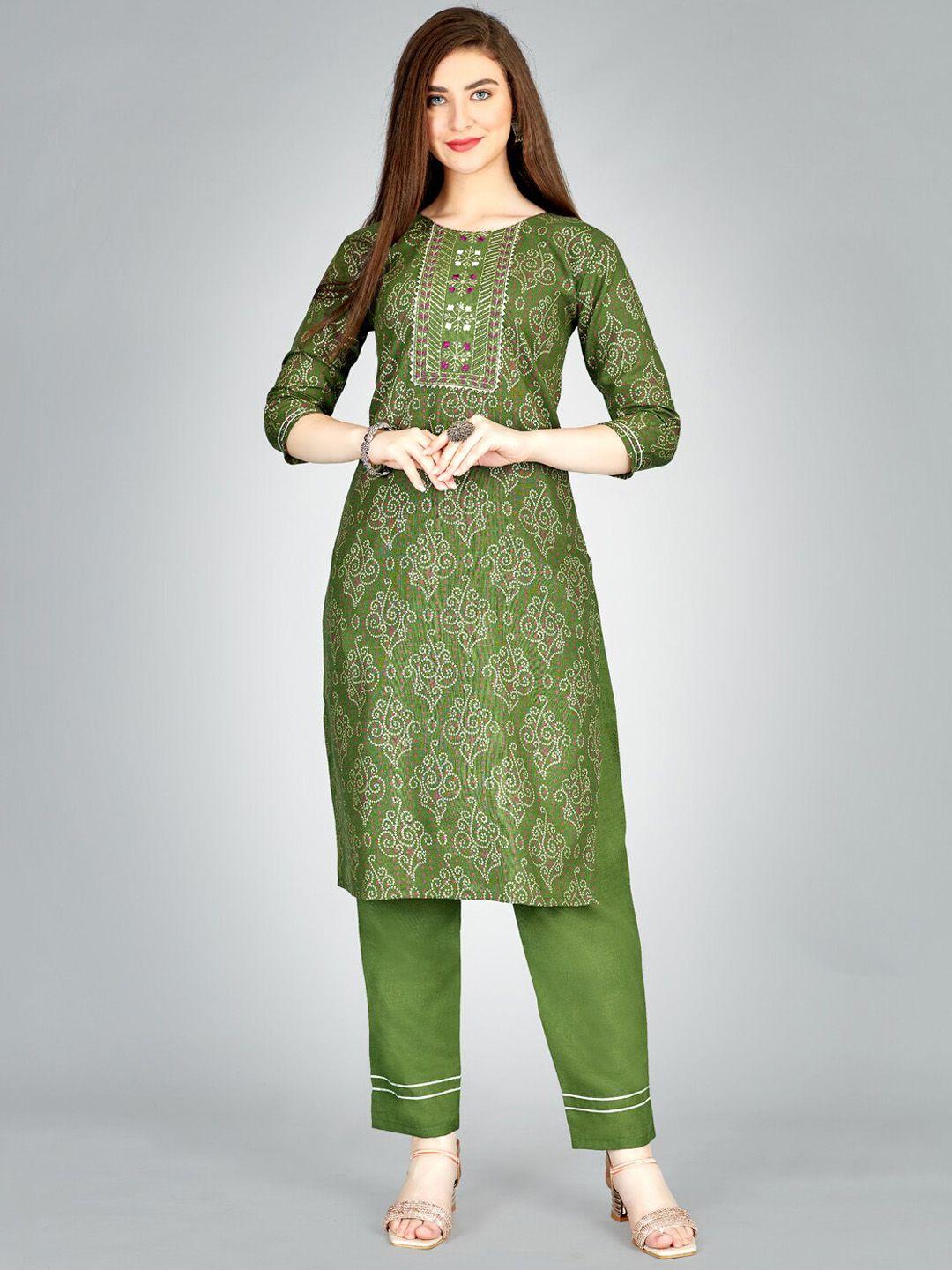 aradhna bandhani printed gotta patti straight kurta with trousers