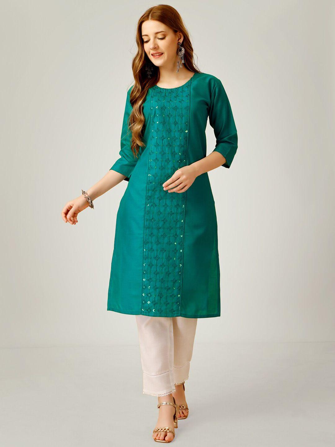 aradhna ethnic motifs embroidered kurta with trousers