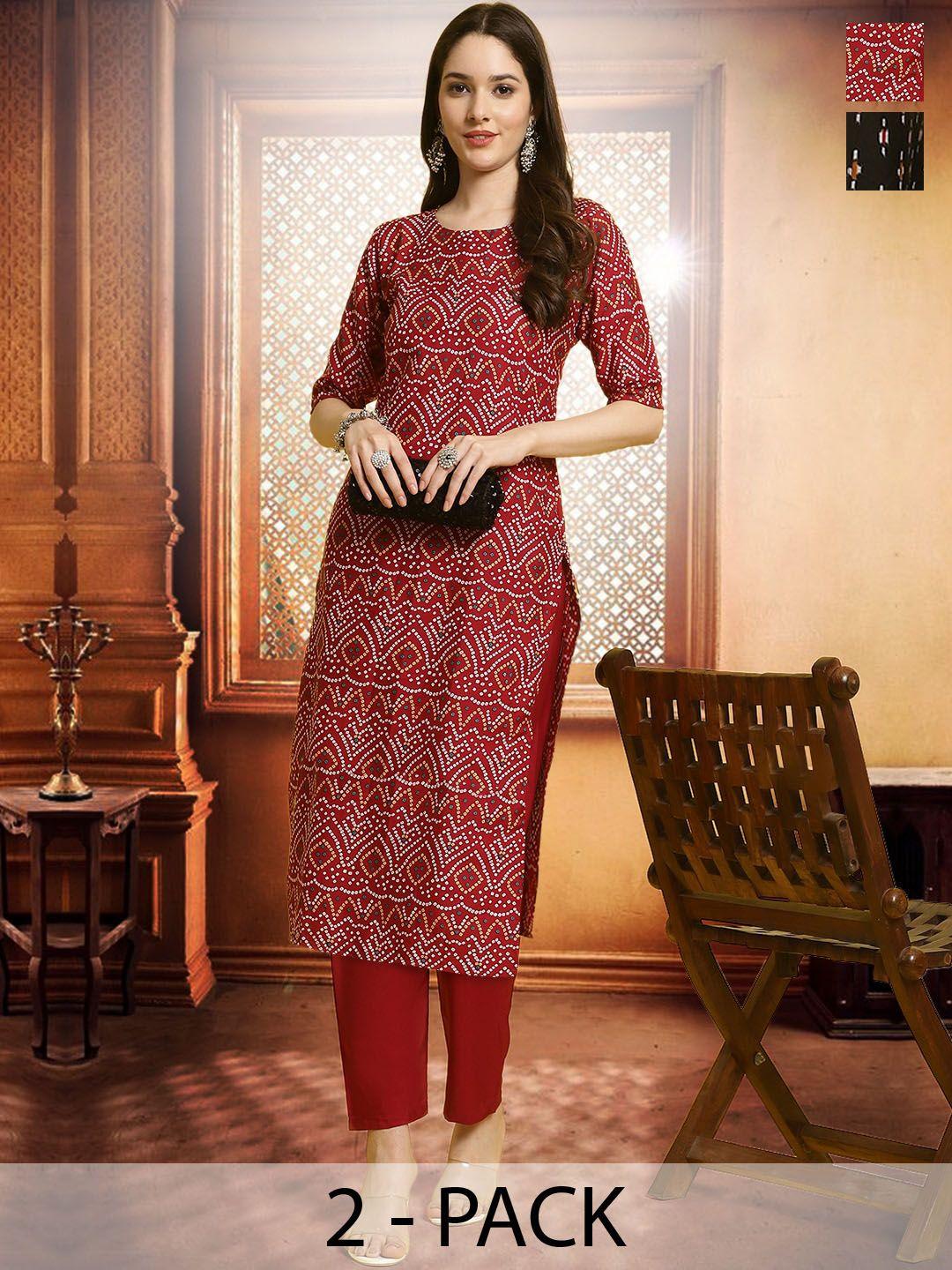 arangya women multicoloured printed regular kurta with trousers