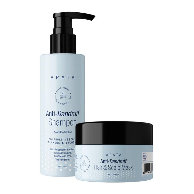 arata anti-dandruff cleanse combo for normal to oily hair - shampoo + hair & scalp mask