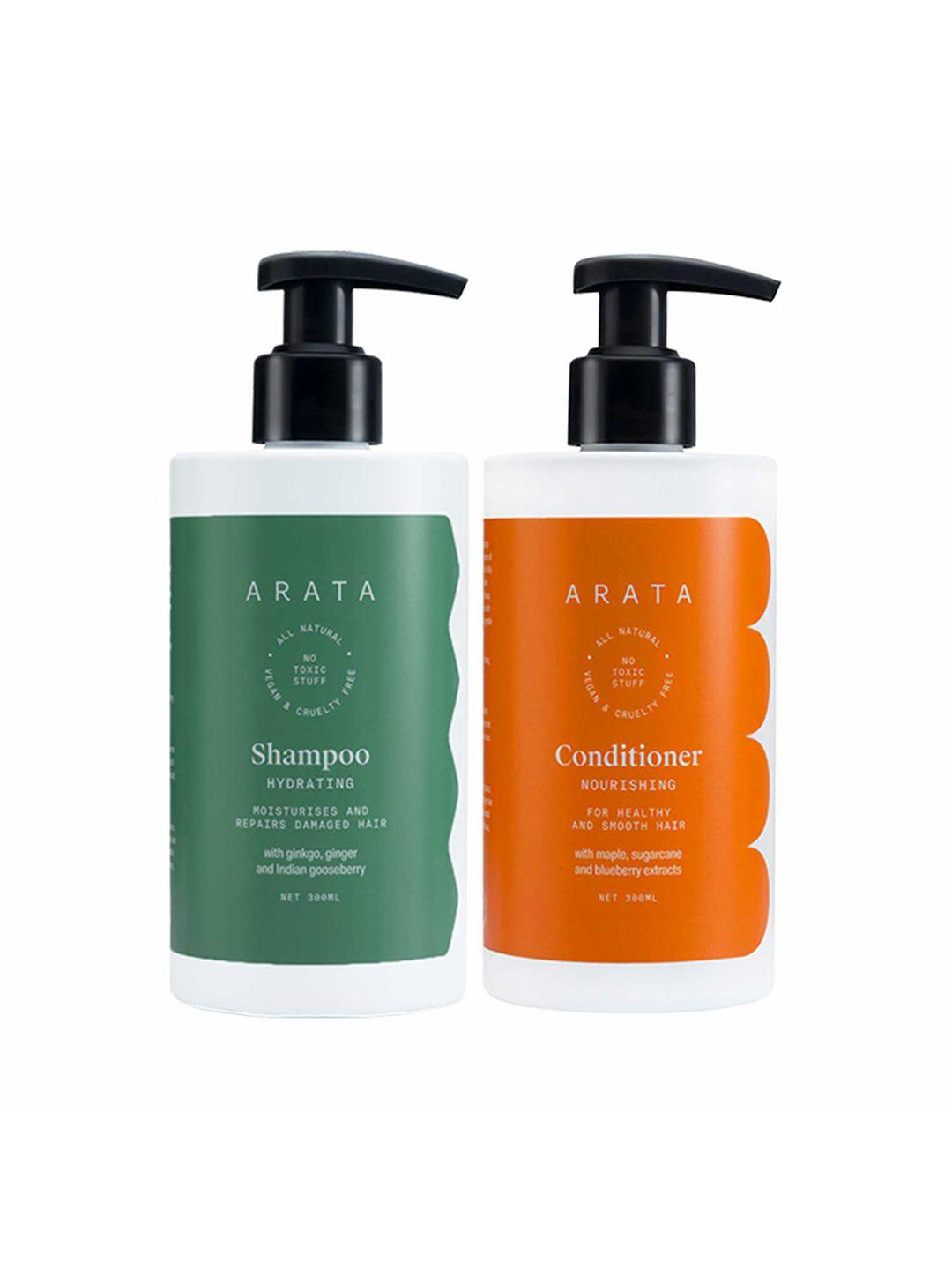 arata natural damage repair shampoo & conditioner - 300ml each