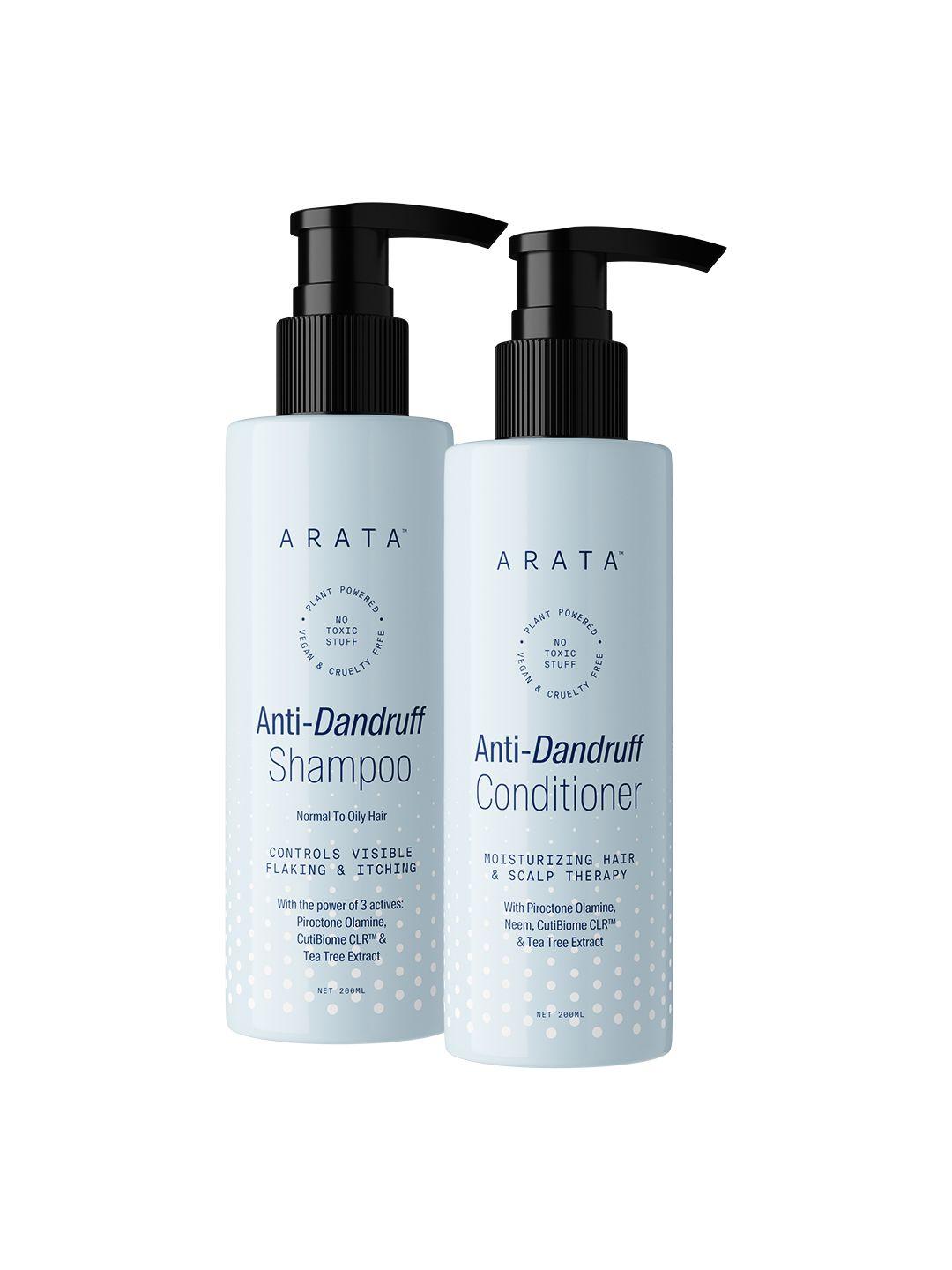 arata set of anti-dandruff shampoo & conditioner with tea tree extract - 200 ml each