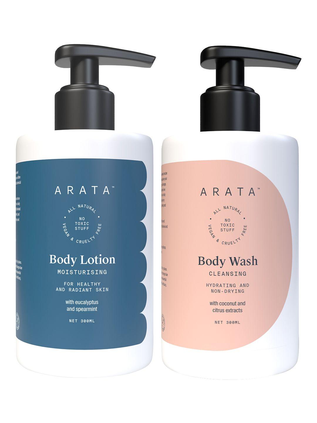 arata unisex body lotion & body wash combo 600 ml
