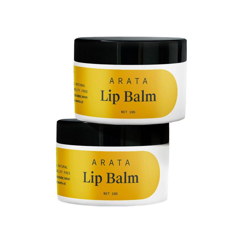 arata natural lip balm for dry chapped lips with intense moisturizing - pack of 2