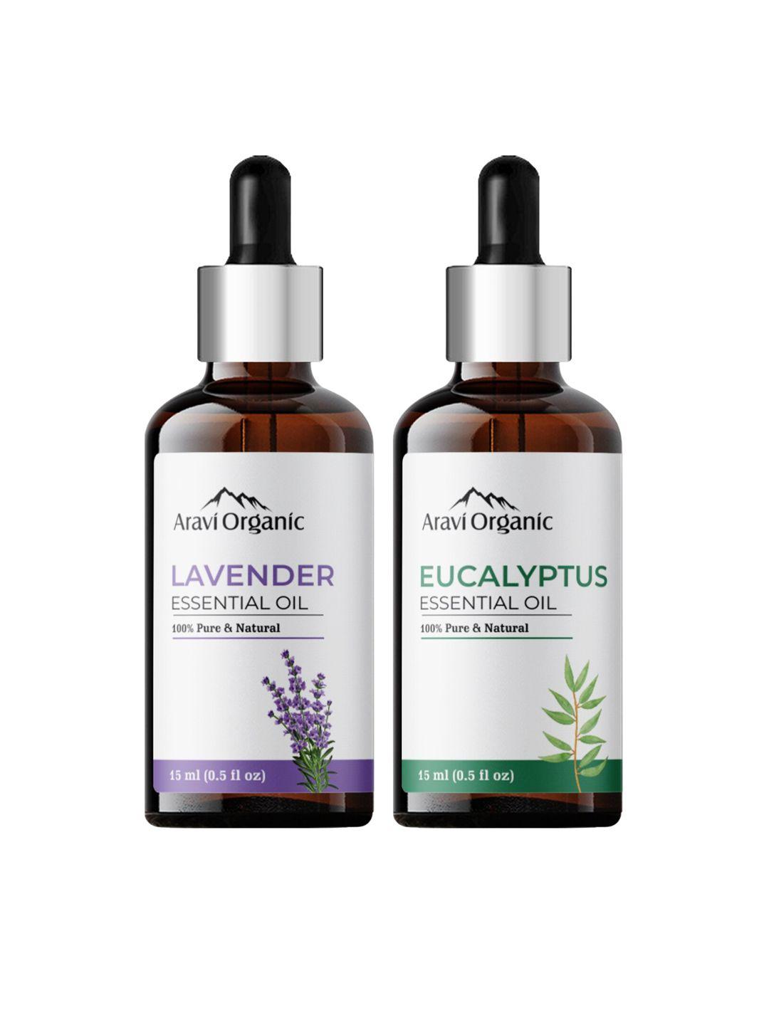 aravi organic 2-pcs lavender & eucalyptus essential oil 15 ml each